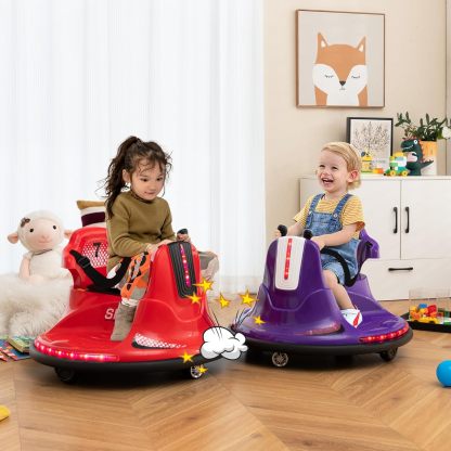 12V Kids Electric Bumper Car with Remote Control, 360° Spin, LED Lights & Music
