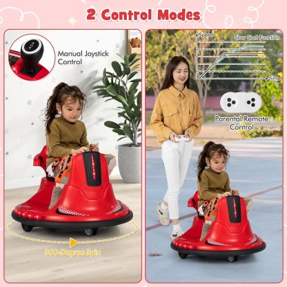 12V Kids Electric Bumper Car with Remote Control, 360° Spin, LED Lights & Music