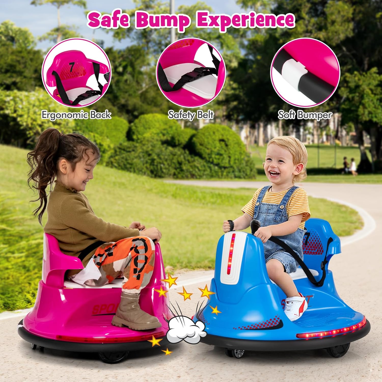 12V Kids Electric Bumper Car with Remote Control, 360° Spin, LED Lights & Music