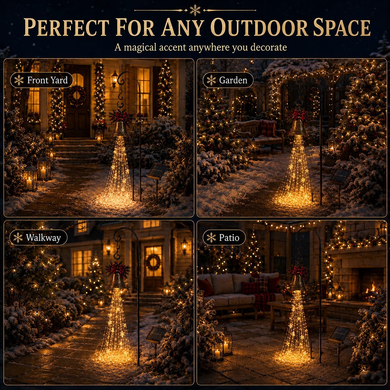 🔥 Hot Sale – 49% OFF 🎄 Christmas Bell Cascade Solar Garden Light ✨