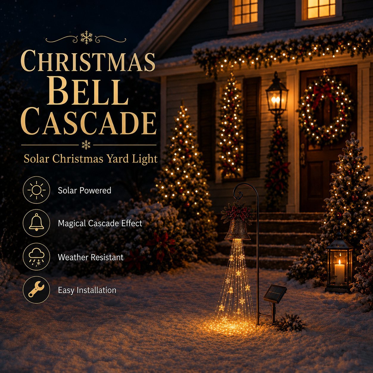 🔥 Hot Sale – 49% OFF 🎄 Christmas Bell Cascade Solar Garden Light ✨