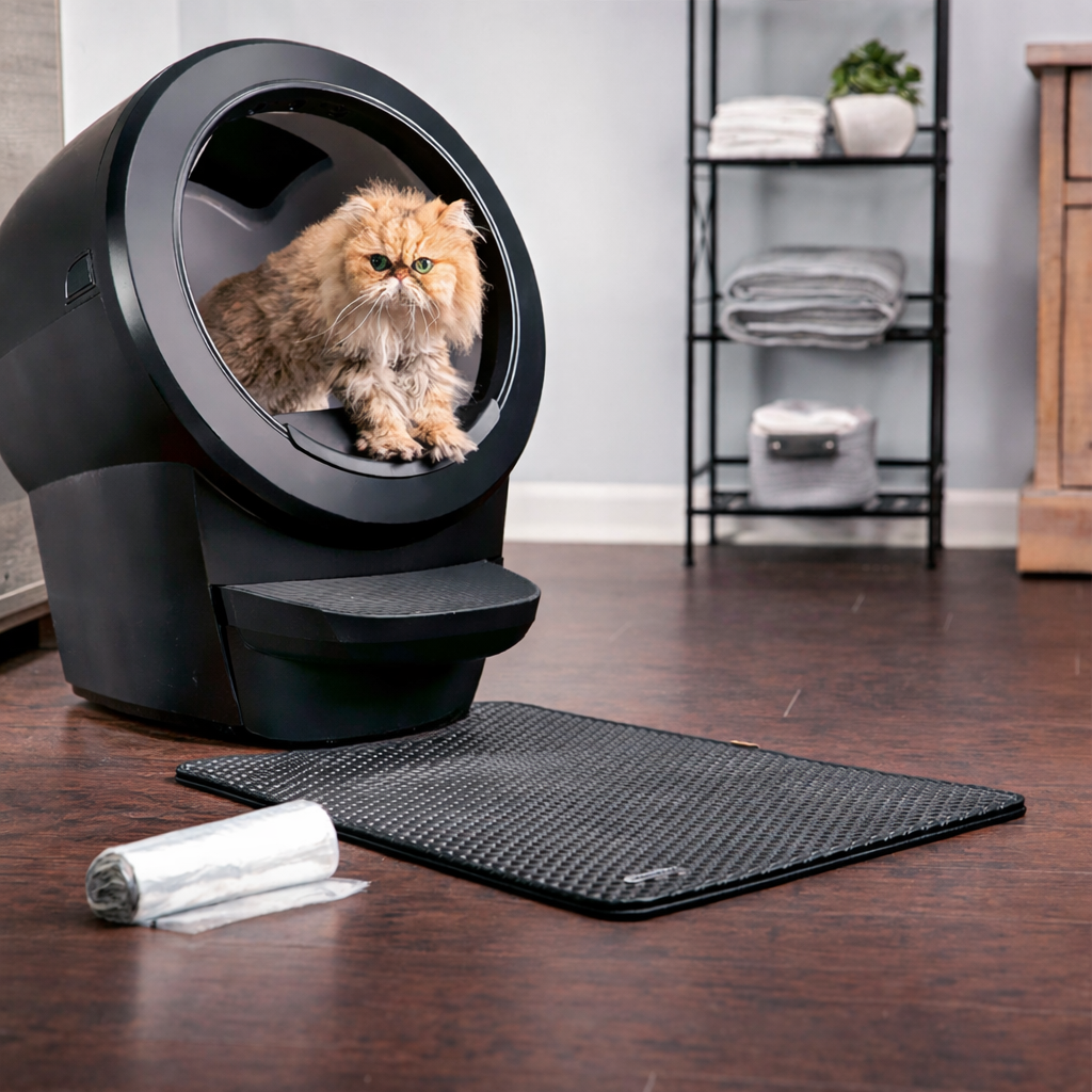 Self-Cleaning Cat Litter Box With Accessories Black White