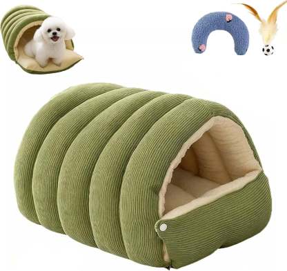 Cozy Monster Cat Bed, Niopets Cave Style Pet Bed Non-Slip Removable Washable, Fleece Soft Cat Sleeping Bag Tent with Removable Cushion Indoor (Purple, Large)