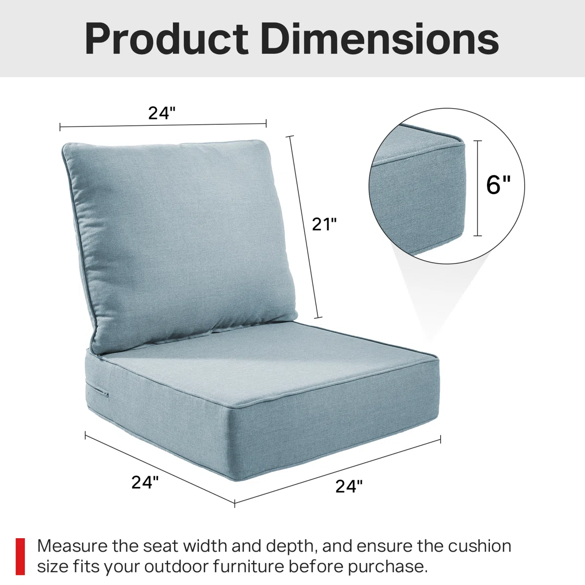 Weather-Resistant Outdoor Patio Chair Cushion Set, UV & Fade Resistant Polyester Seat and Back Cushions, Soft Support for Indoor & Outdoor Furniture