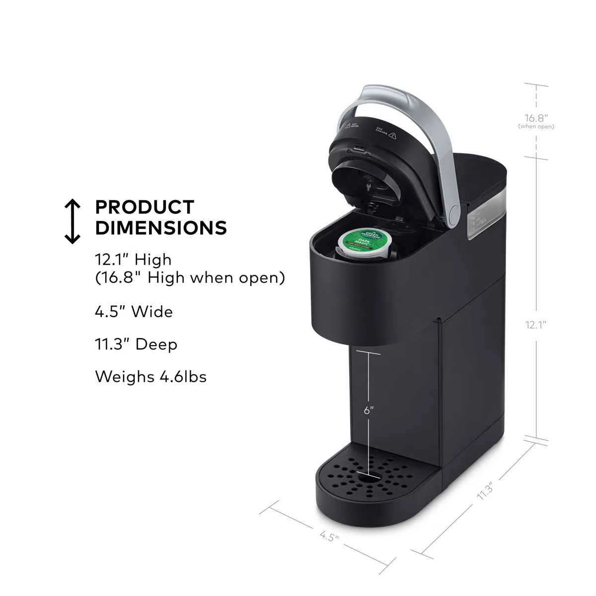 Single Serve Coffee Pod Maker, Compact Coffee Machine, Fast Brewing, One Cup Reservoir, Space-Saving Design, Easy One-Touch Operation