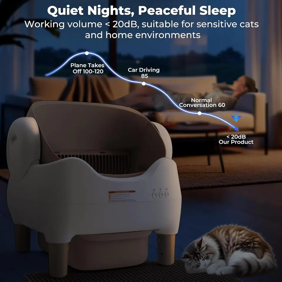 Automatic Self Cleaning Cat Litter Box Intelligent Cat Litter Pan Open-Top Design Odorless APP Control Cat Sand Box Tray