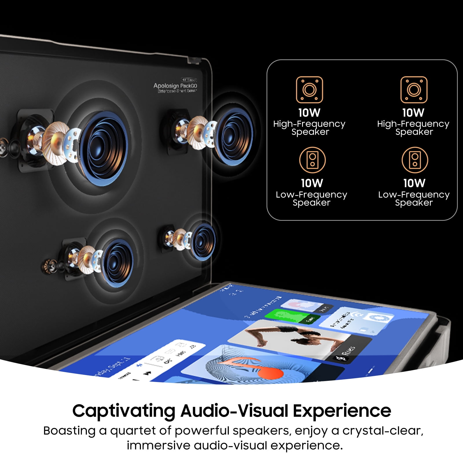 PackGo 27" Smart Portable Touchscreen TV, 1080P Full HD with Built-in 6H Battery, Versatile 90° Rotation Screen & Briefcase Style Design, White