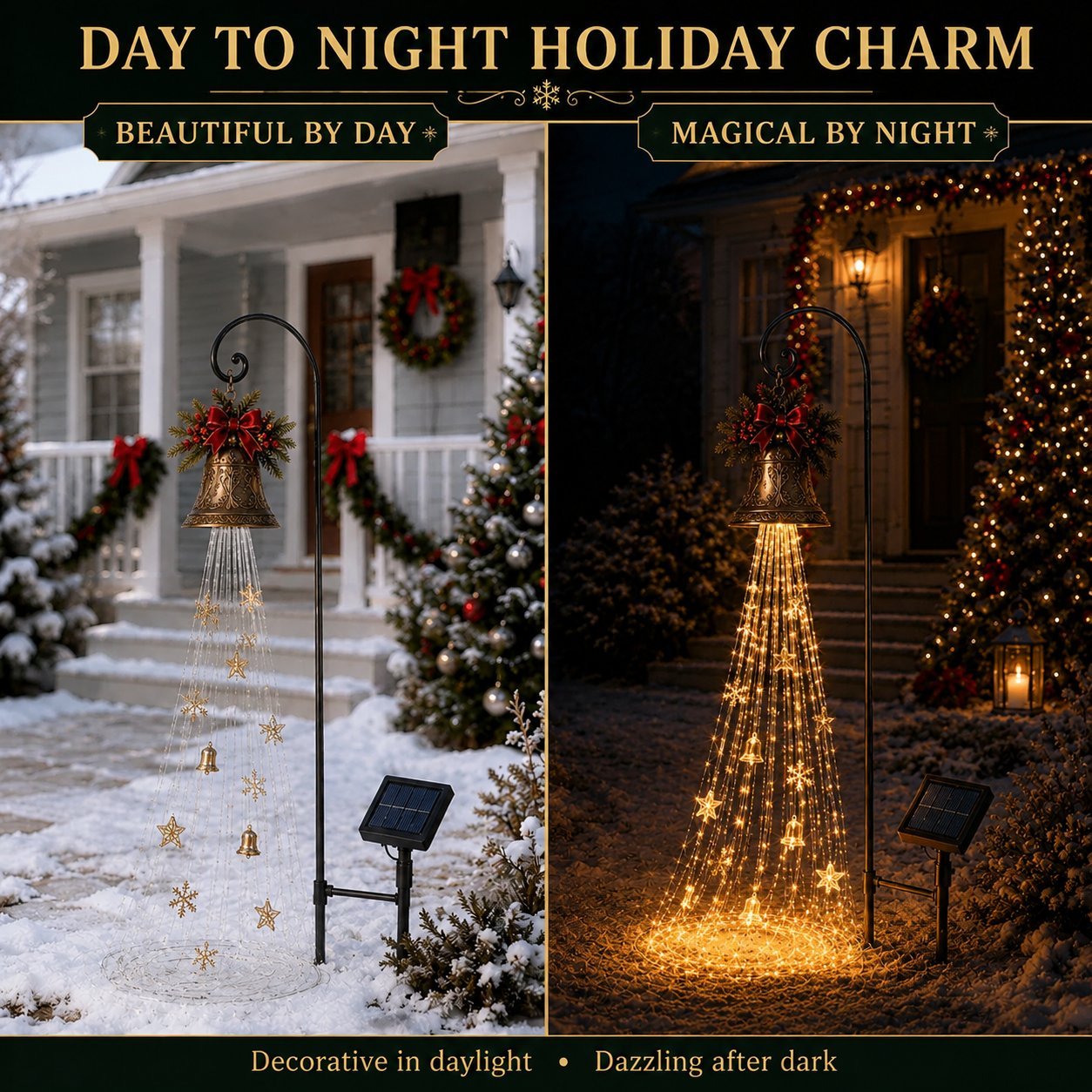 🔥 Hot Sale – 49% OFF 🎄 Christmas Bell Cascade Solar Garden Light ✨