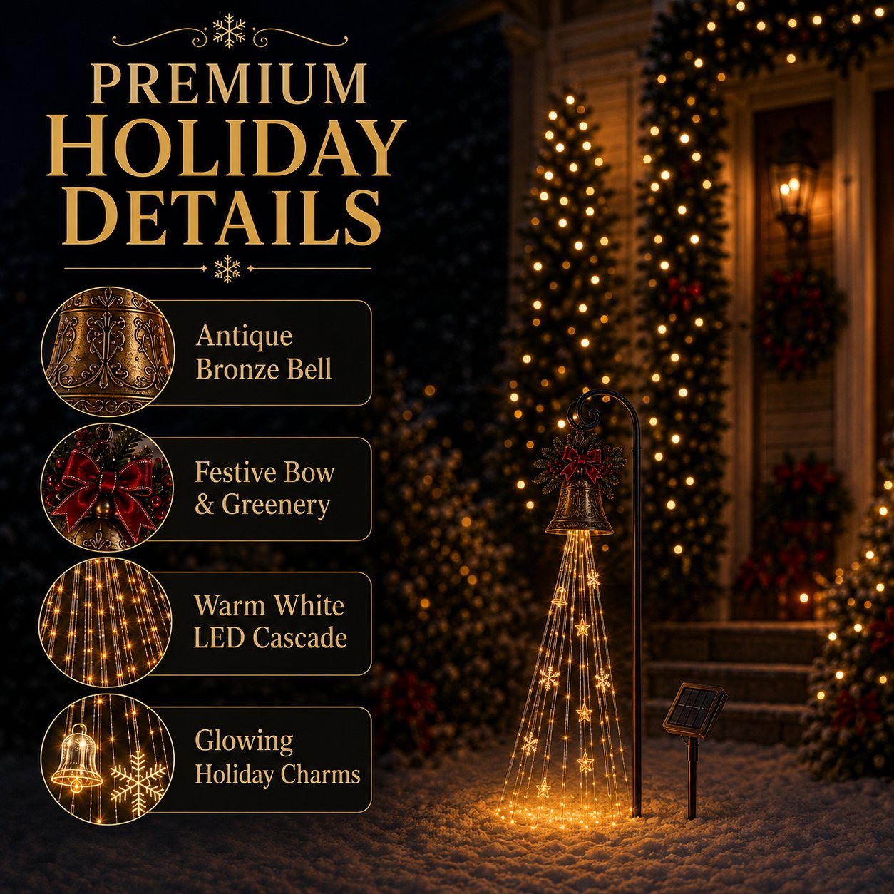 🔥 Hot Sale – 49% OFF 🎄 Christmas Bell Cascade Solar Garden Light ✨