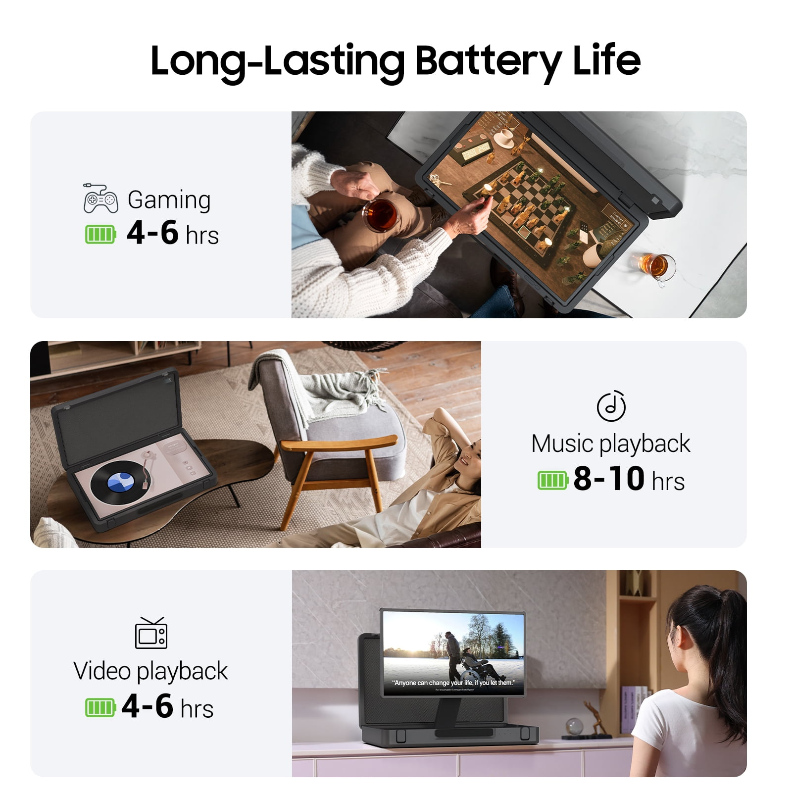 27″ Portable Smart TV – 1080p Touchscreen, Android, Wi-Fi & 6-Hour Battery