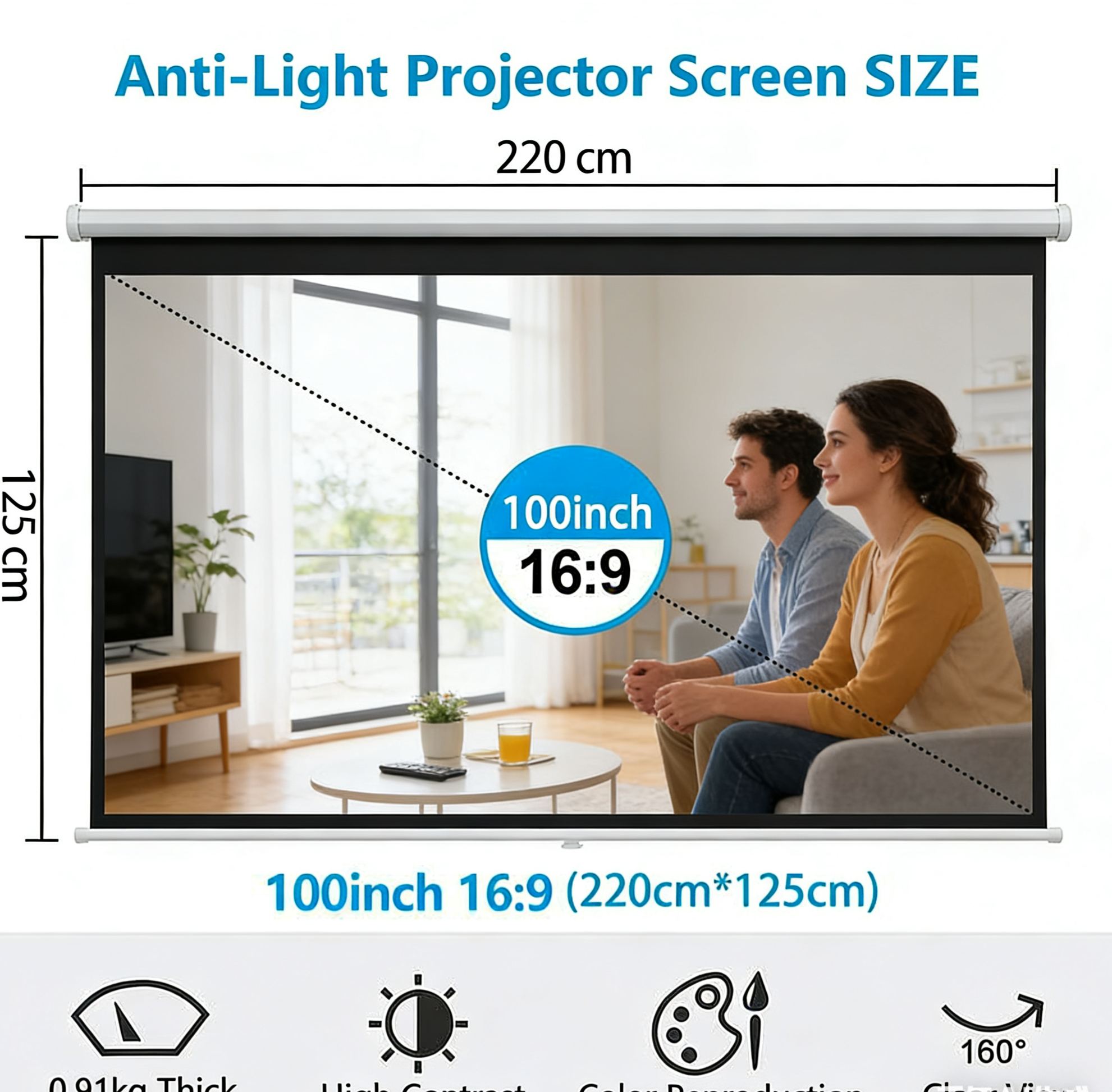 Anti-light Compatible 4K Screen (16:9)🎥✨