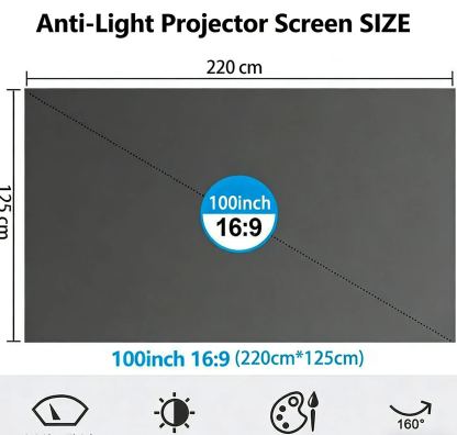 Anti-light Compatible 4K Screen (16:9)🎥✨