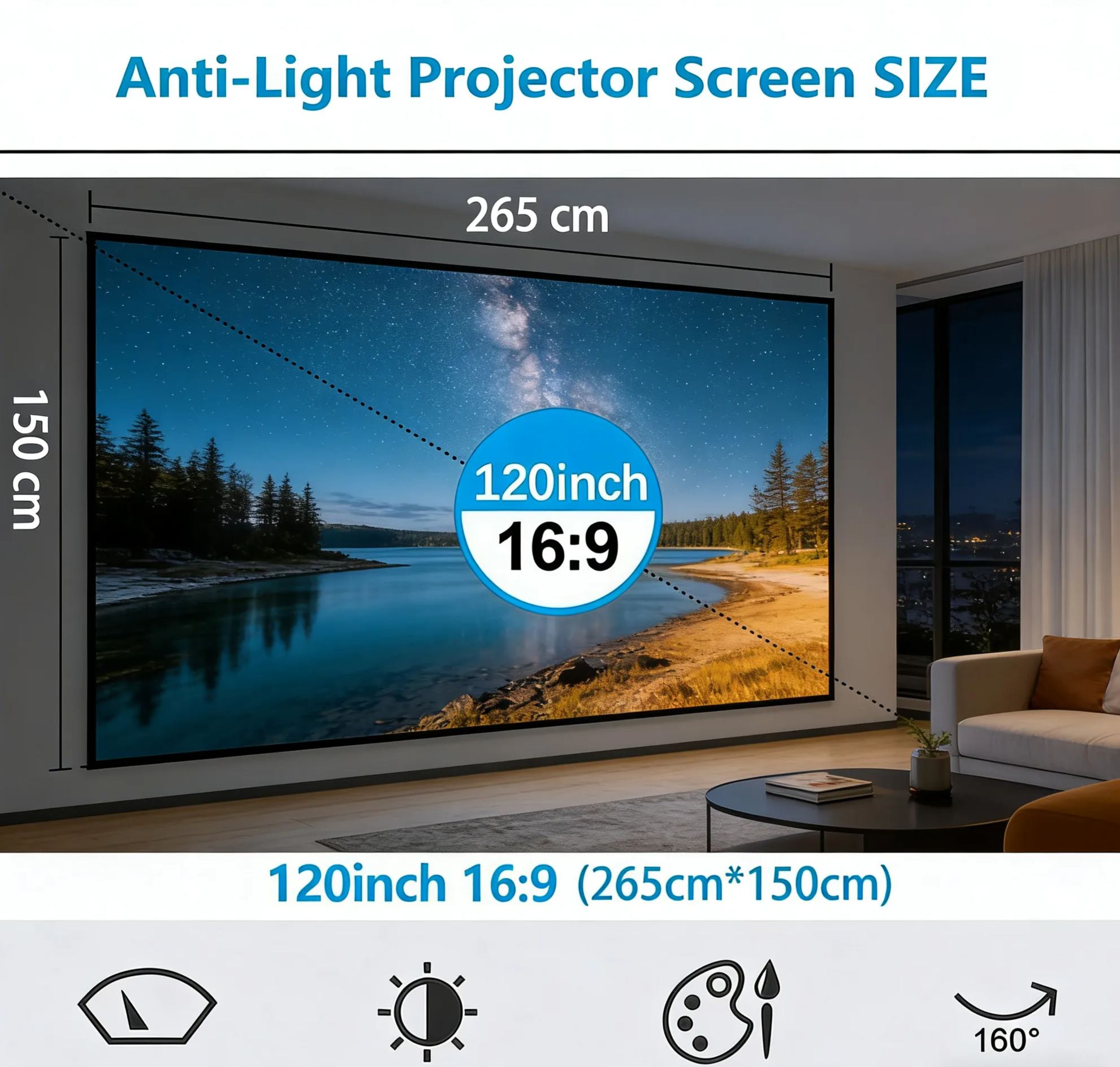 Anti-light Compatible 4K Screen (16:9)🎥✨