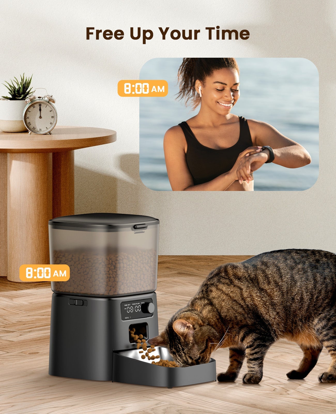Oneisall 3.5L Automatic Cat Feeder with APP Control & 2.4G Wi-Fi