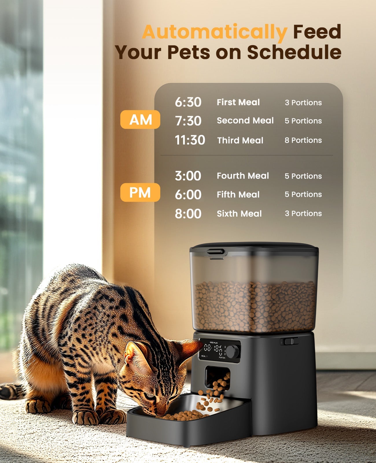 Oneisall 3.5L Automatic Cat Feeder with APP Control & 2.4G Wi-Fi