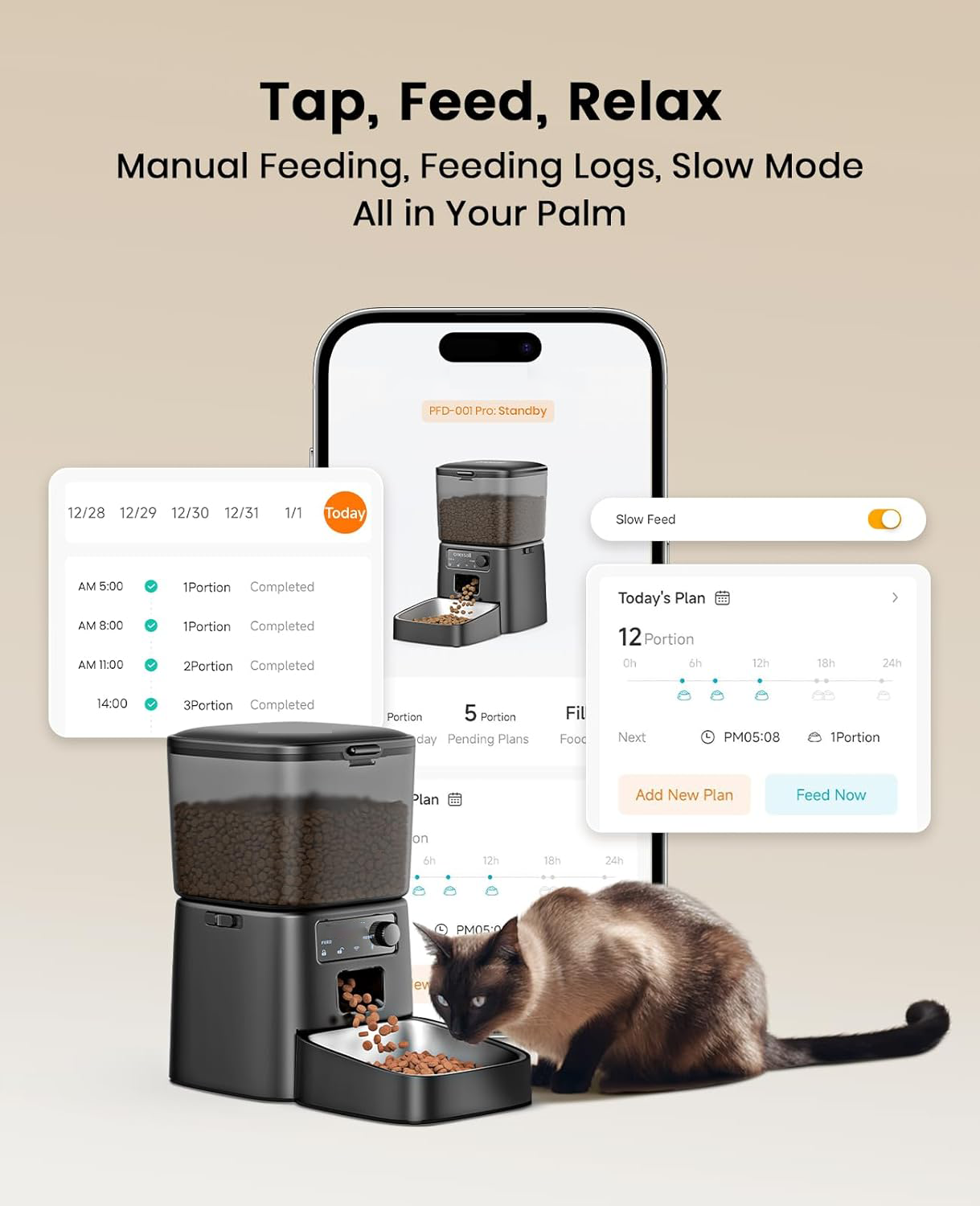 3.5L Automatic Cat Feeder with APP Control & 2.4G Wi-Fi
