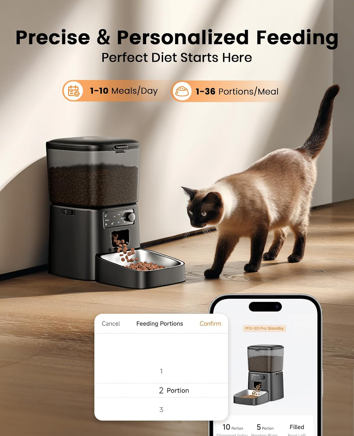 3.5L Automatic Cat Feeder with APP Control & 2.4G Wi-Fi