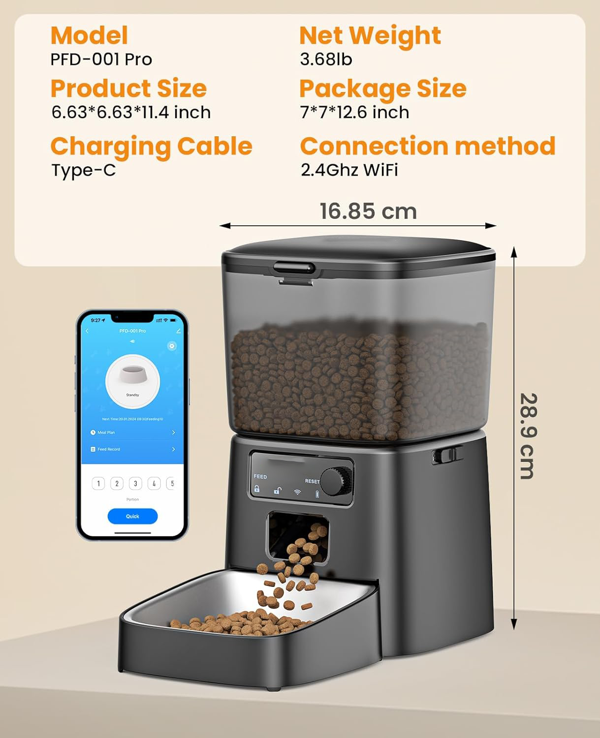 3.5L Automatic Cat Feeder with APP Control & 2.4G Wi-Fi