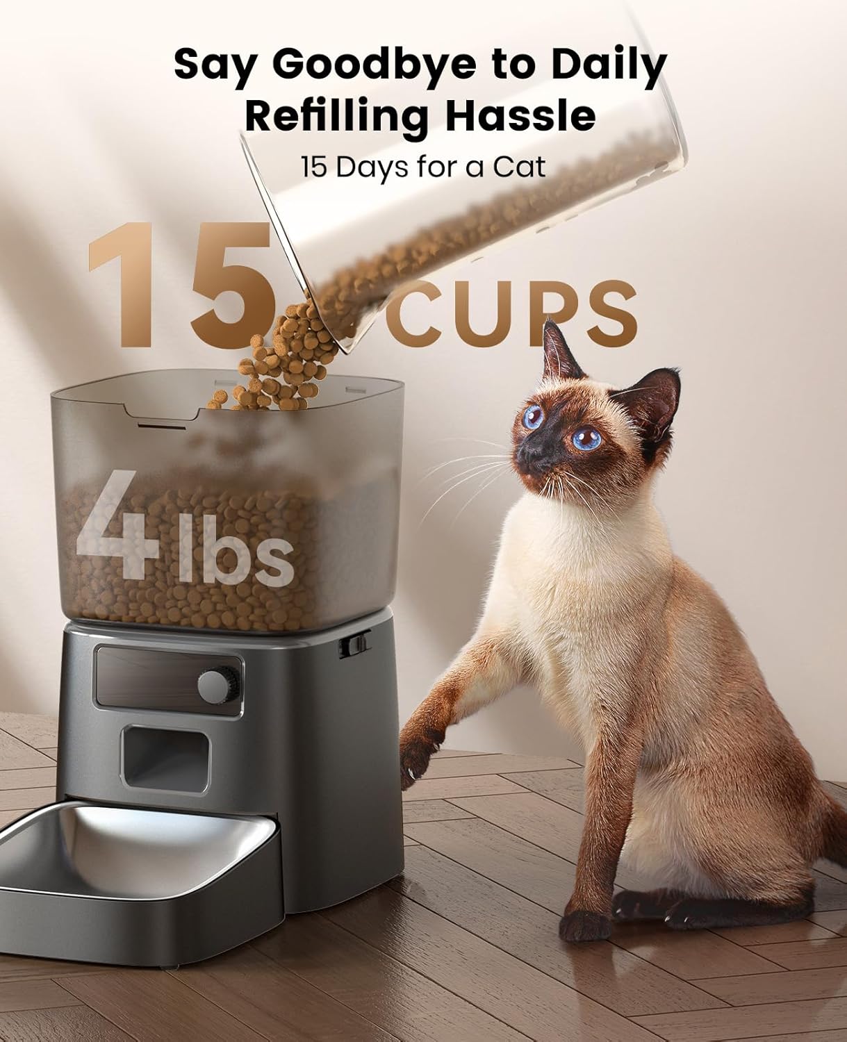 Oneisall 3.5L Automatic Cat Feeder with APP Control & 2.4G Wi-Fi