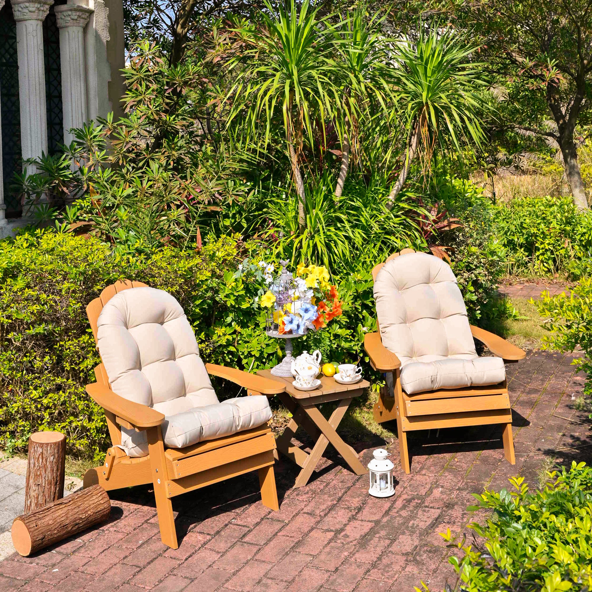 Outdoor High Back Chair Cushion, Thick Tufted Seat Pad with UV & Water-Resistant Fabric, 48" x 21" x 4"