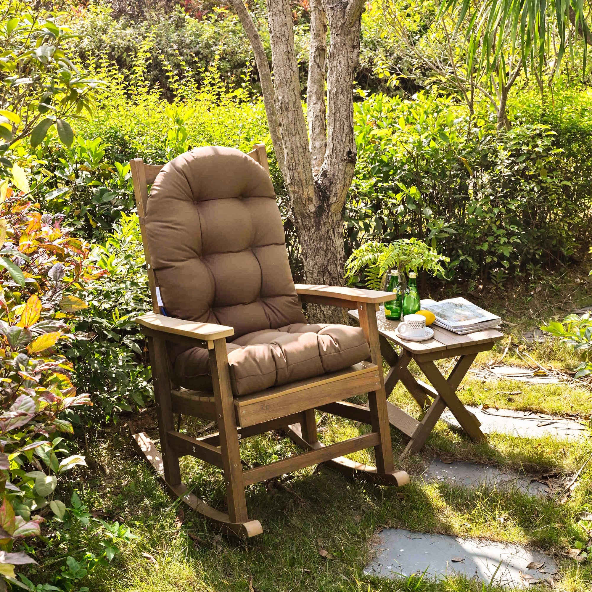 Outdoor High Back Chair Cushion, Thick Tufted Seat Pad with UV & Water-Resistant Fabric, 48" x 21" x 4"