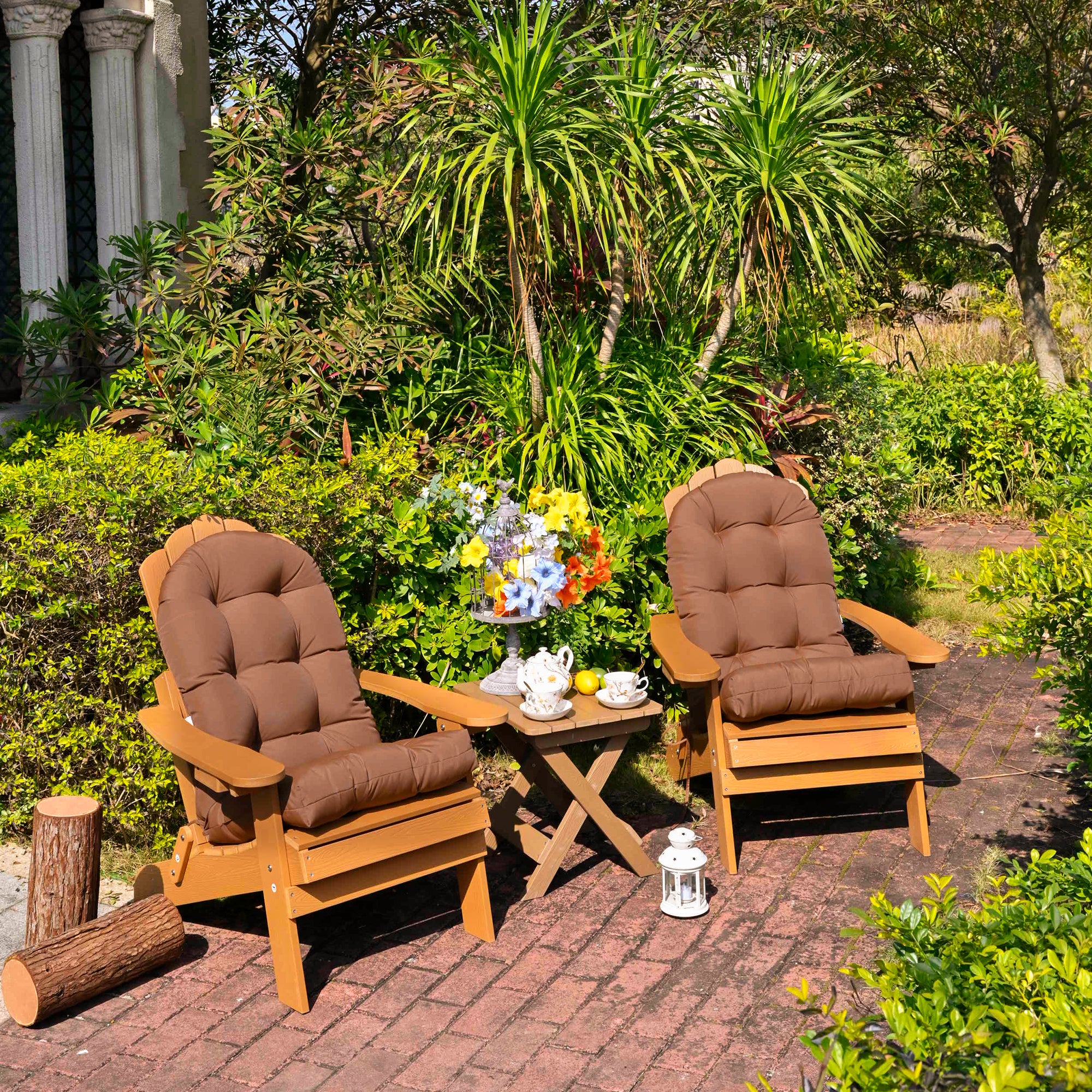 Outdoor High Back Chair Cushion, Thick Tufted Seat Pad with UV & Water-Resistant Fabric, 48" x 21" x 4"