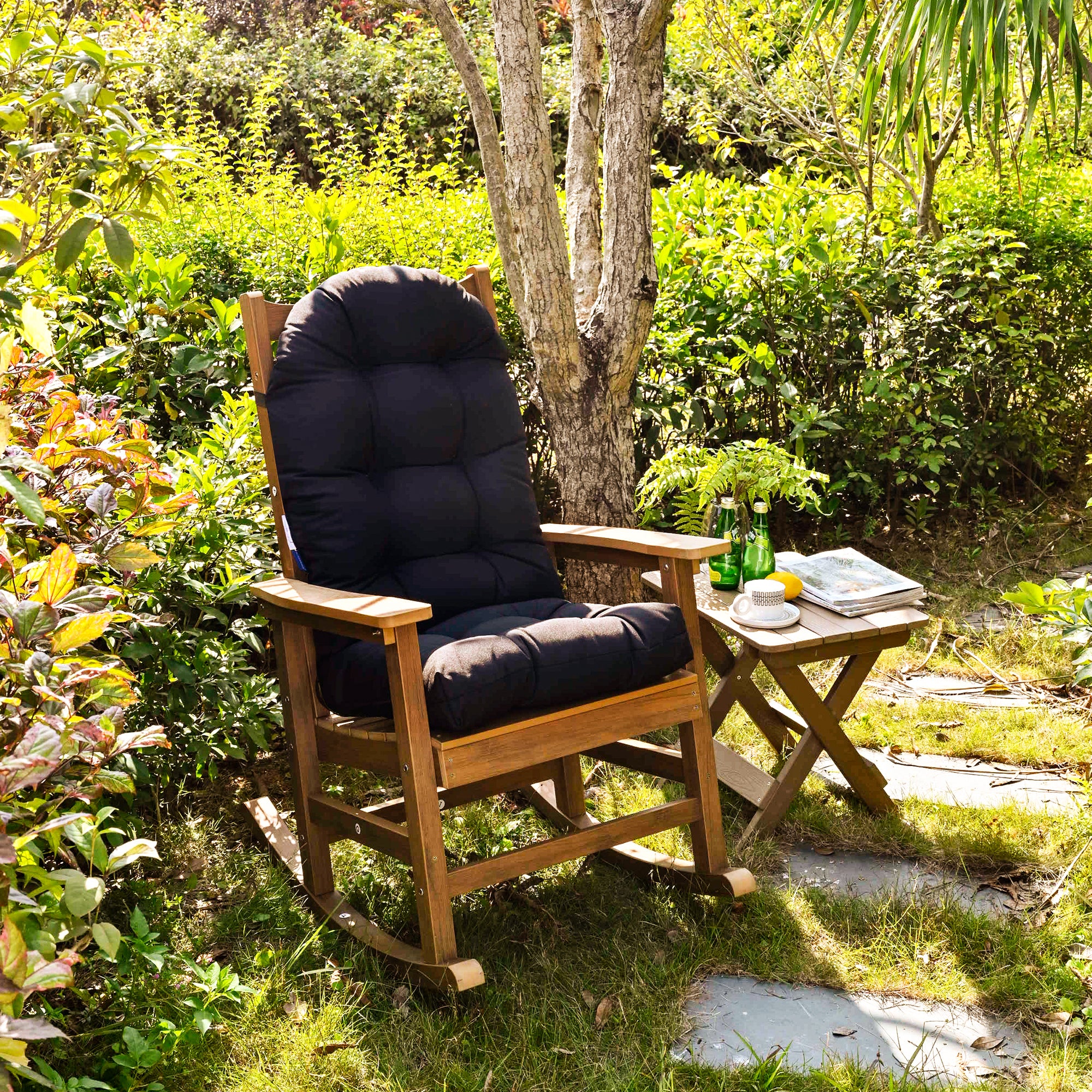 Outdoor High Back Chair Cushion, Thick Tufted Seat Pad with UV & Water-Resistant Fabric, 48" x 21" x 4"