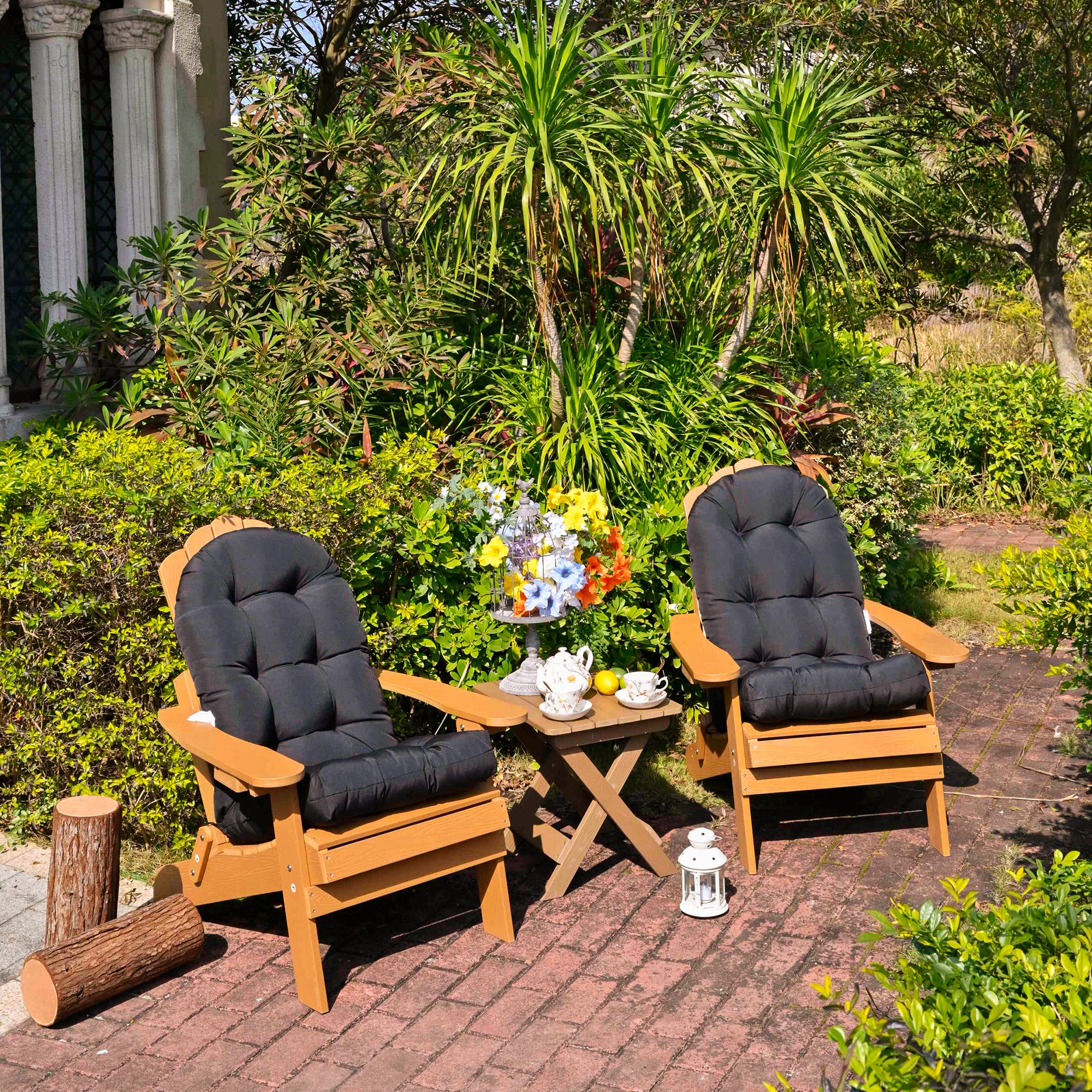 Outdoor High Back Chair Cushion, Thick Tufted Seat Pad with UV & Water-Resistant Fabric, 48" x 21" x 4"