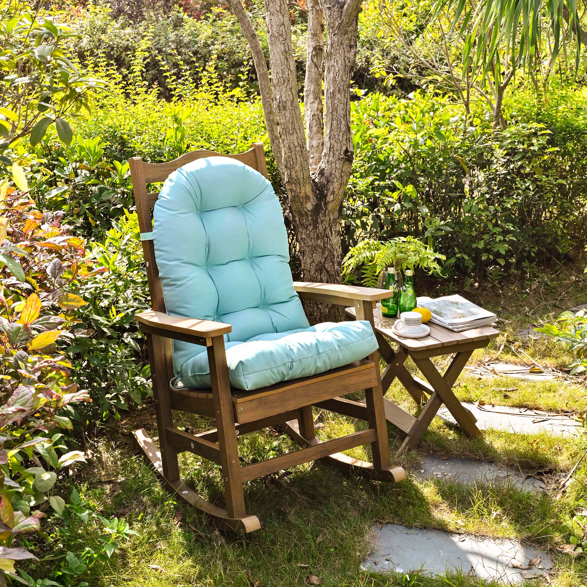 Outdoor High Back Chair Cushion, Thick Tufted Seat Pad with UV & Water-Resistant Fabric, 48" x 21" x 4"