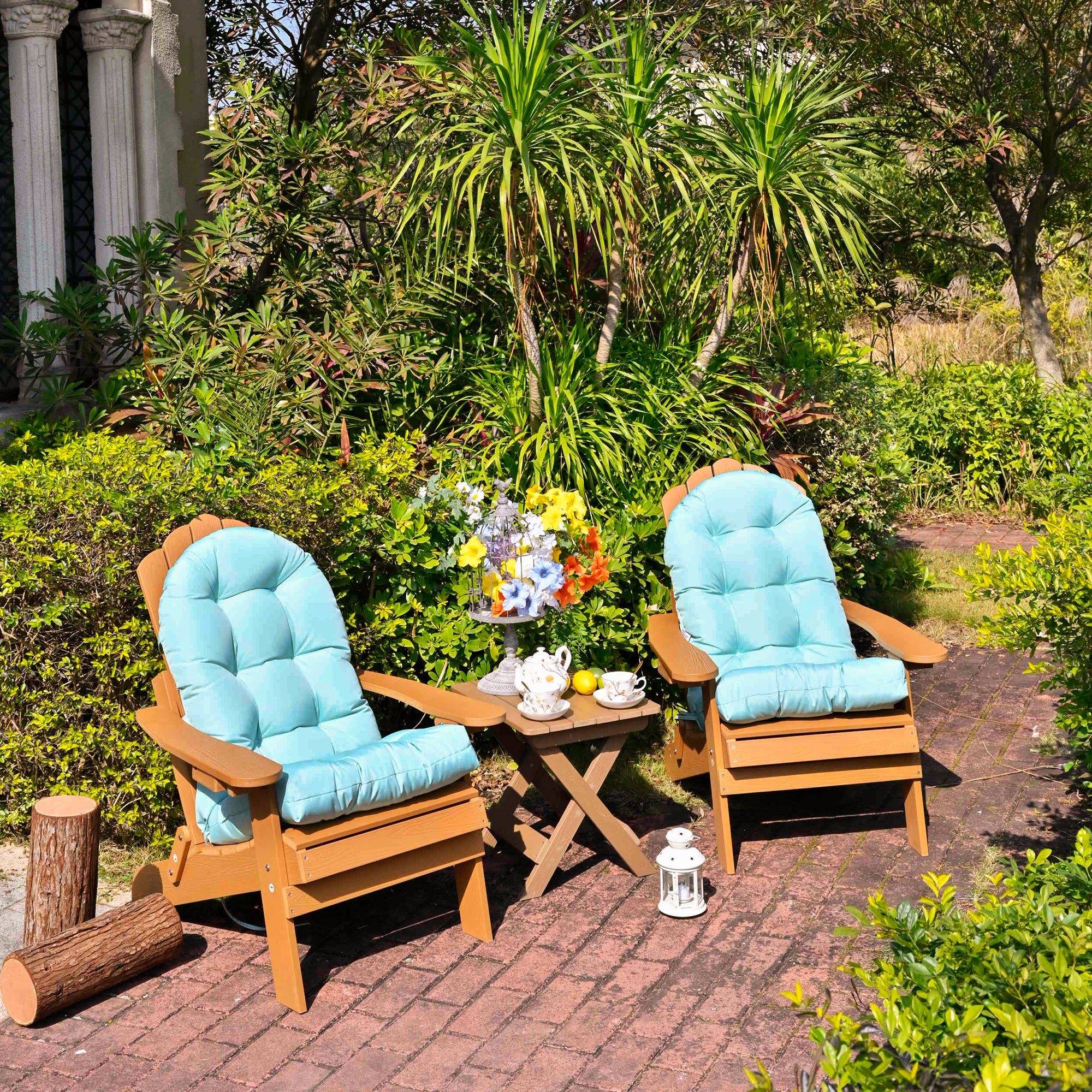 Outdoor High Back Chair Cushion, Thick Tufted Seat Pad with UV & Water-Resistant Fabric, 48" x 21" x 4"