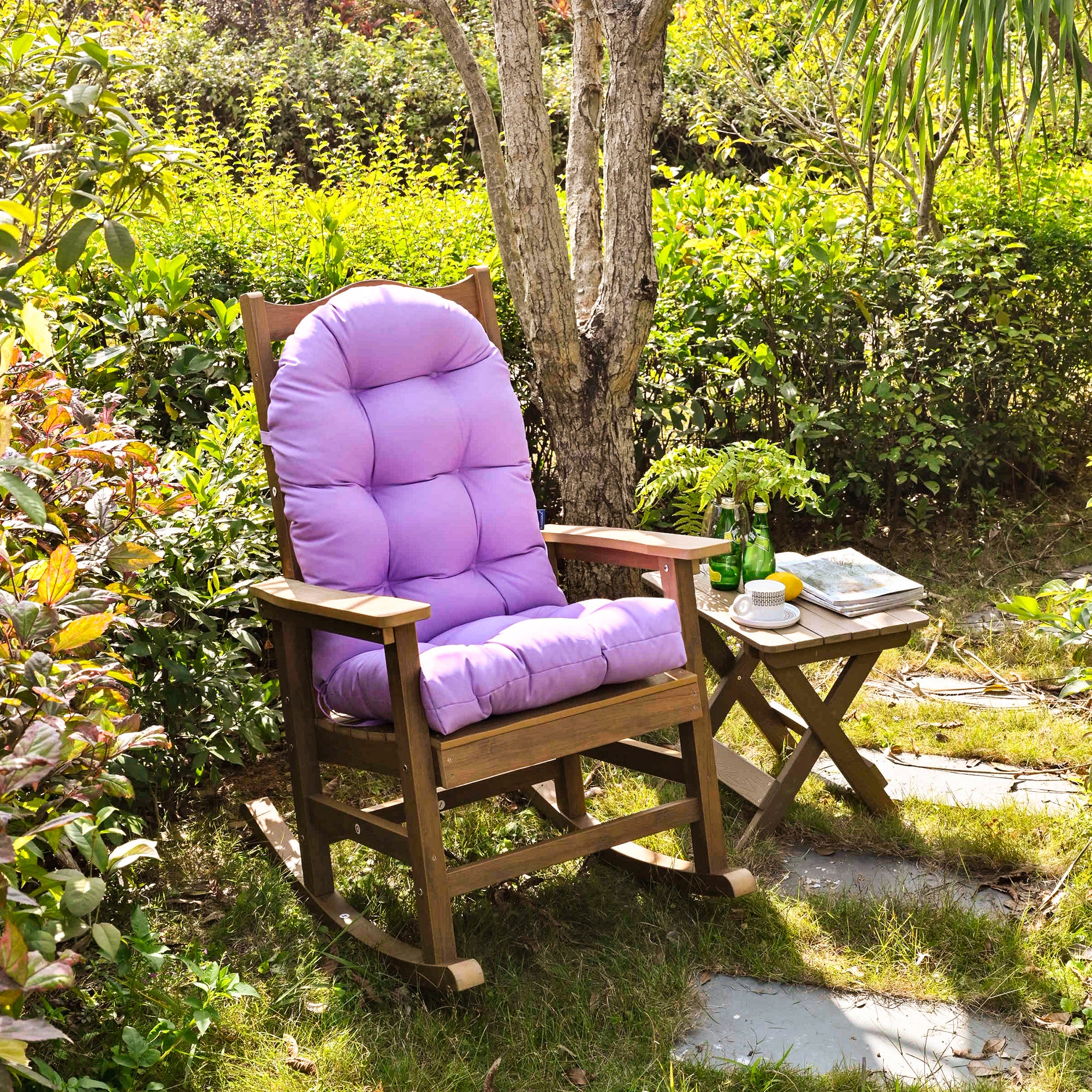 Outdoor High Back Chair Cushion, Thick Tufted Seat Pad with UV & Water-Resistant Fabric, 48" x 21" x 4"