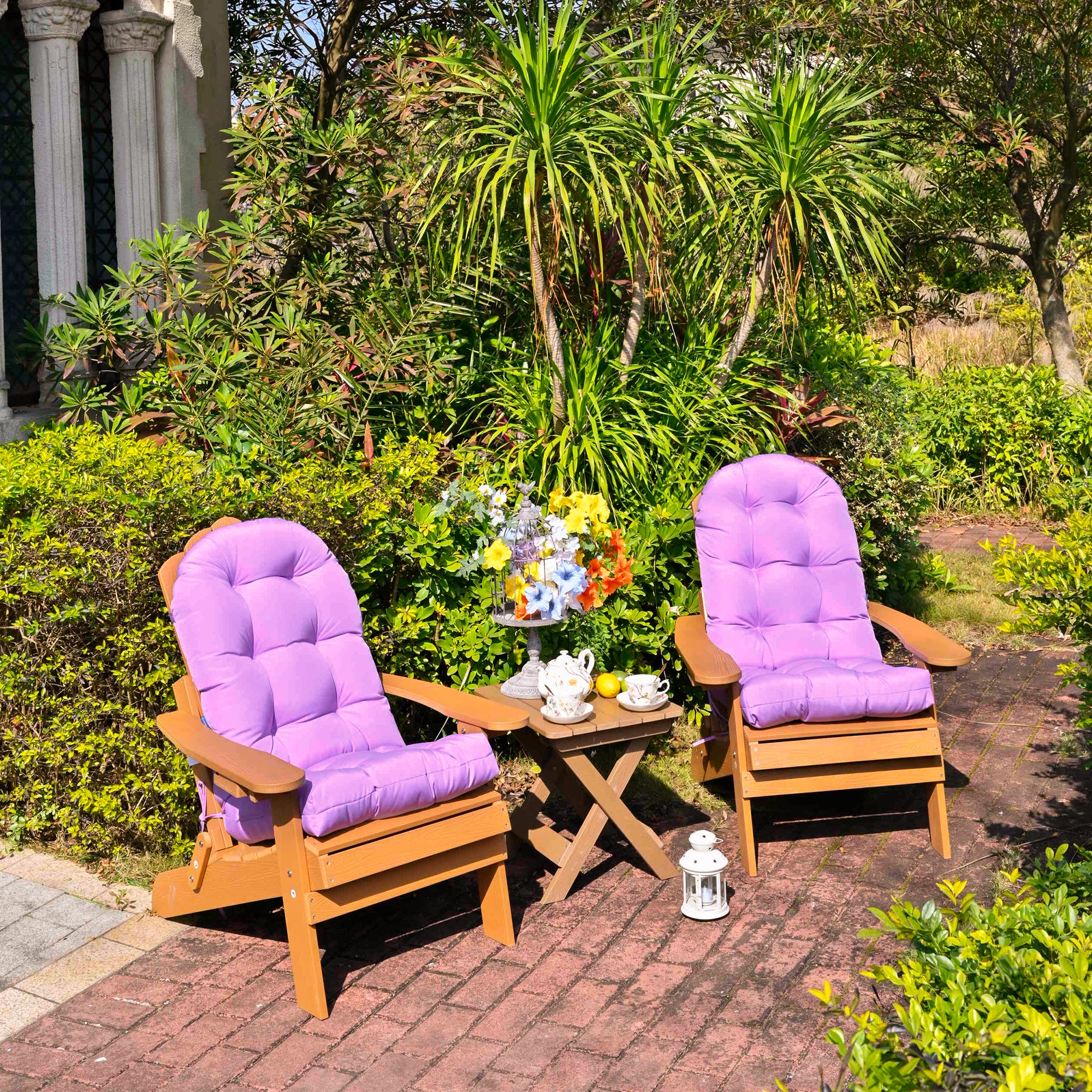 Outdoor High Back Chair Cushion, Thick Tufted Seat Pad with UV & Water-Resistant Fabric, 48" x 21" x 4"