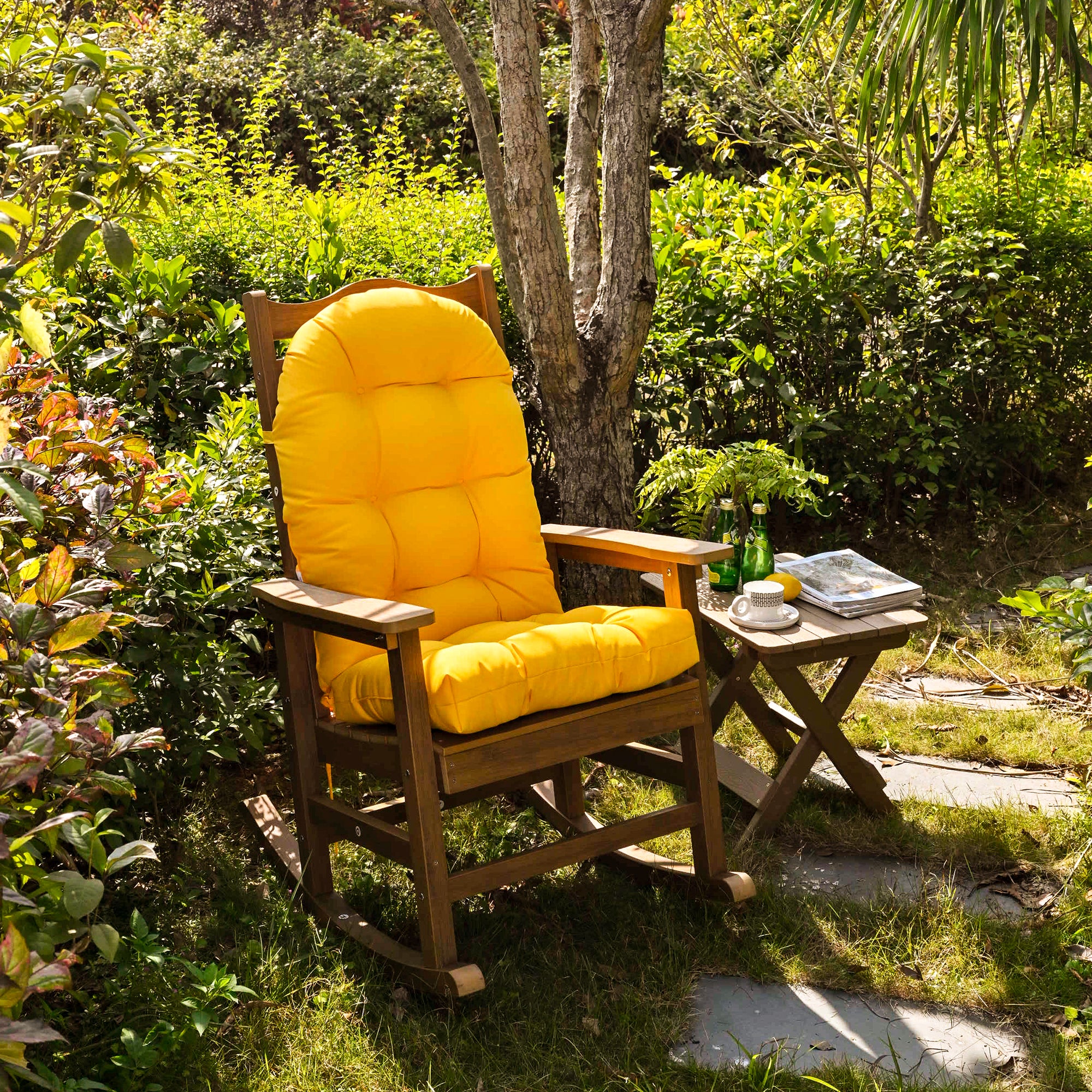 Outdoor High Back Chair Cushion, Thick Tufted Seat Pad with UV & Water-Resistant Fabric, 48" x 21" x 4"
