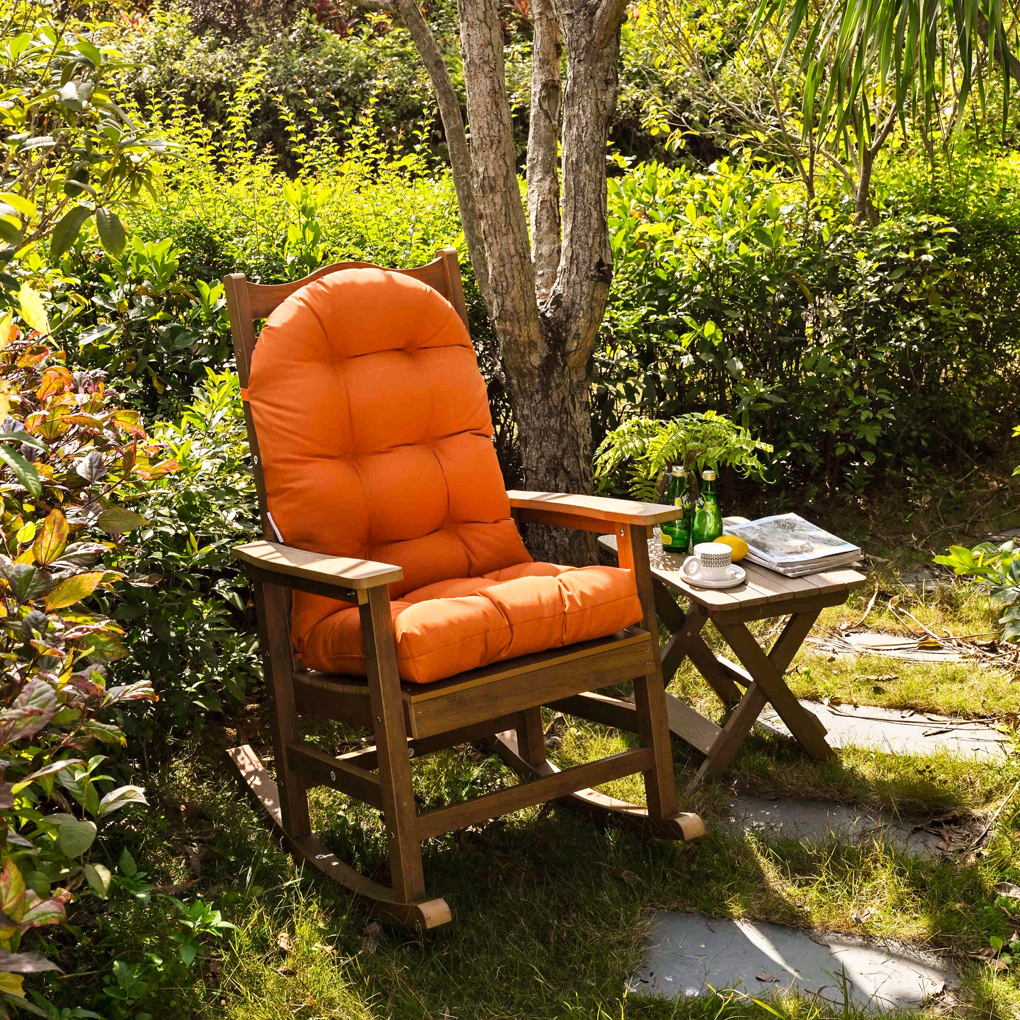 Outdoor High Back Chair Cushion, Thick Tufted Seat Pad with UV & Water-Resistant Fabric, 48" x 21" x 4"
