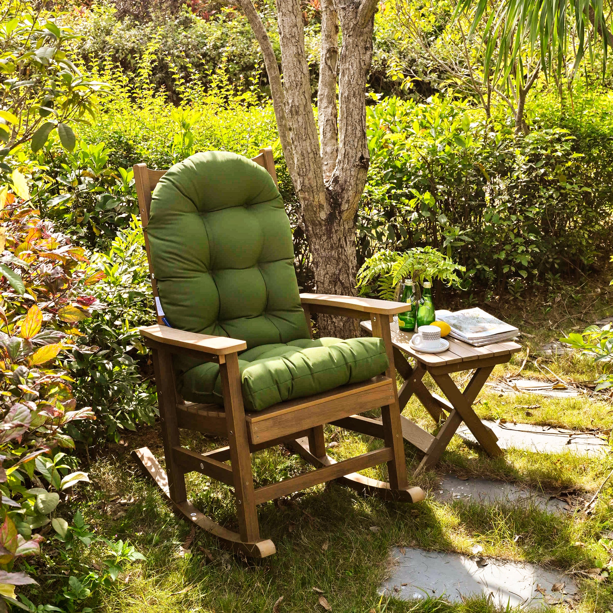 Outdoor High Back Chair Cushion, Thick Tufted Seat Pad with UV & Water-Resistant Fabric, 48" x 21" x 4"