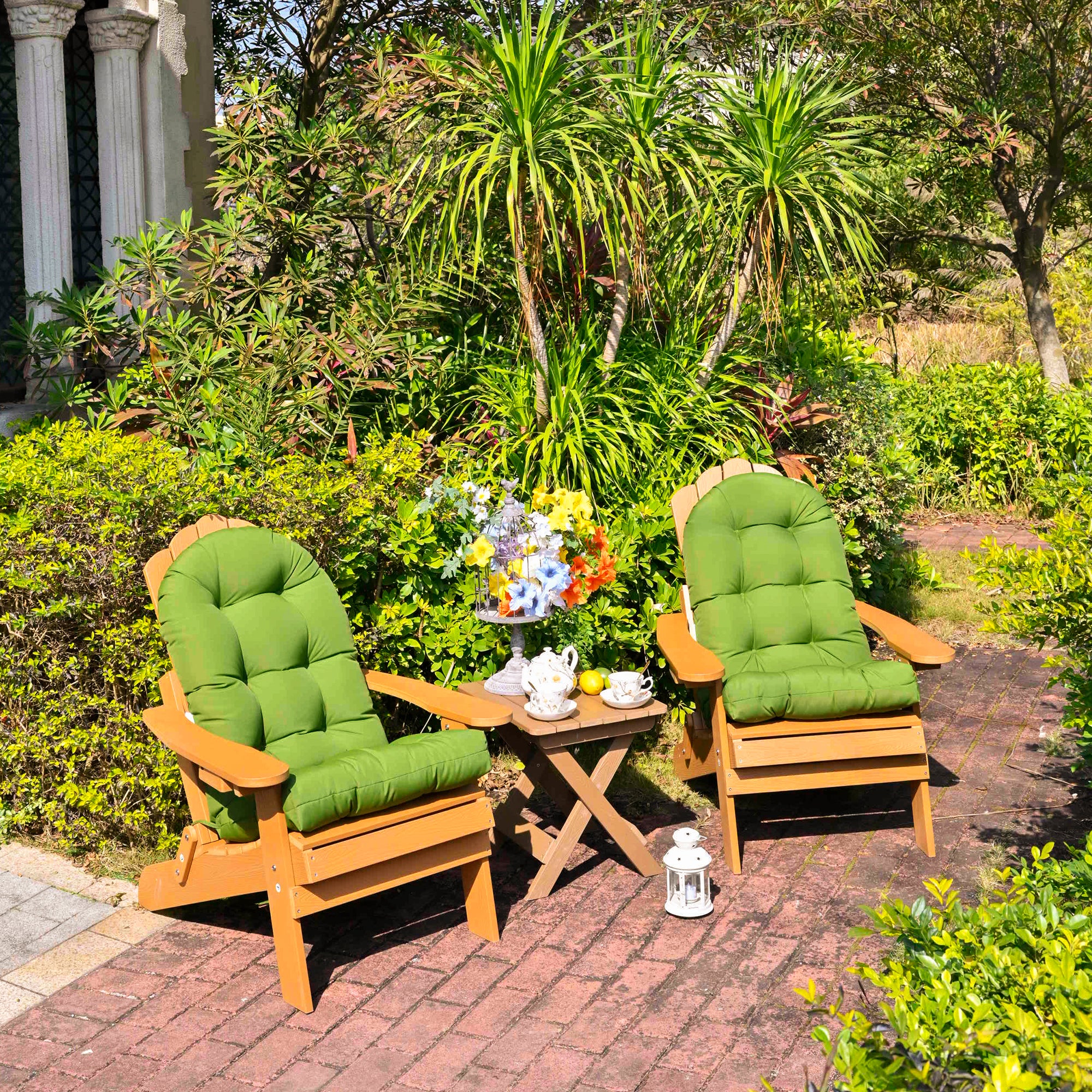 Outdoor High Back Chair Cushion, Thick Tufted Seat Pad with UV & Water-Resistant Fabric, 48" x 21" x 4"