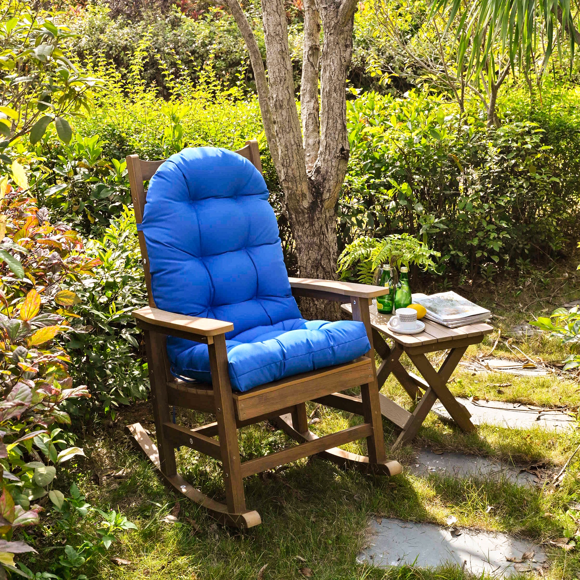 Outdoor High Back Chair Cushion, Thick Tufted Seat Pad with UV & Water-Resistant Fabric, 48" x 21" x 4"