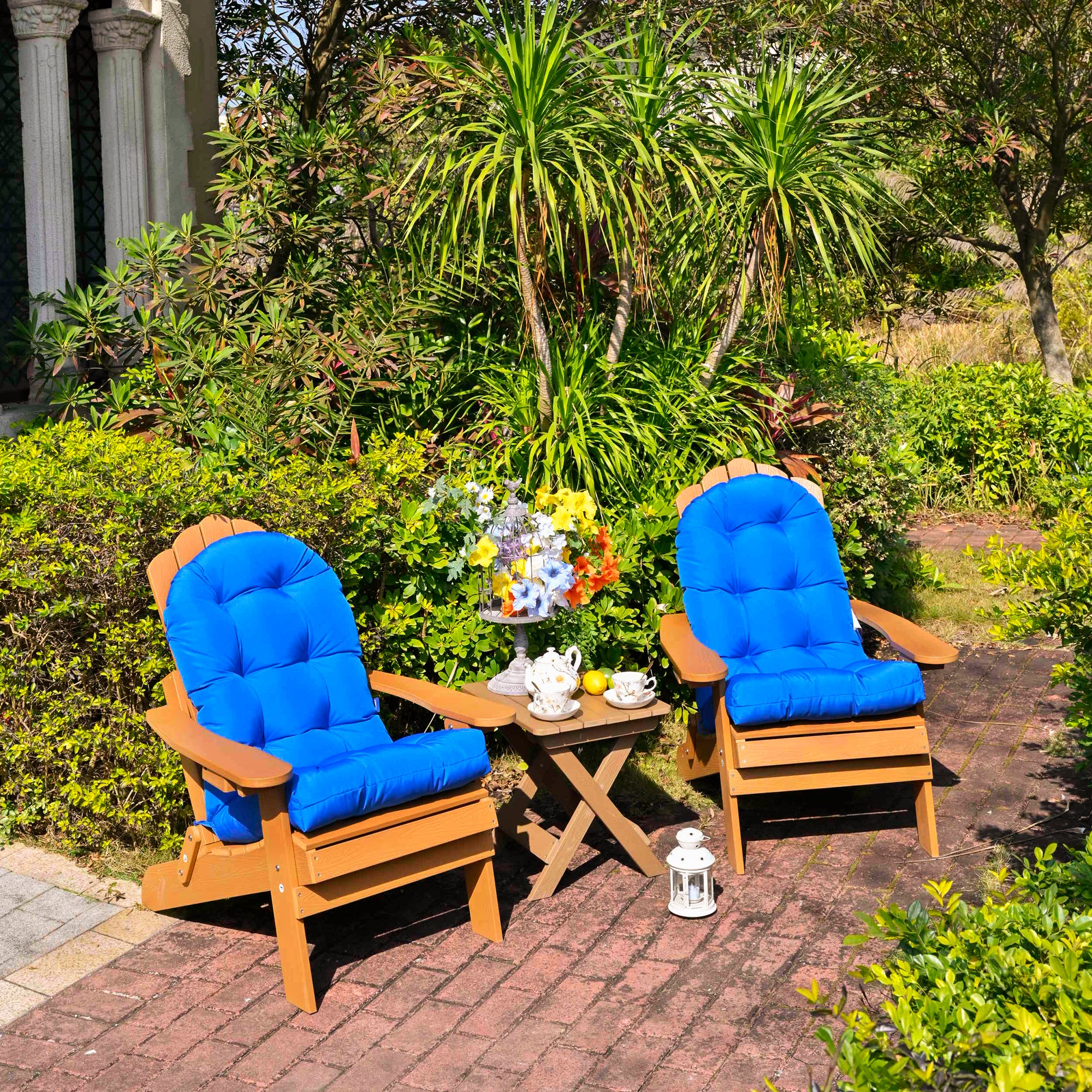 Outdoor High Back Chair Cushion, Thick Tufted Seat Pad with UV & Water-Resistant Fabric, 48" x 21" x 4"