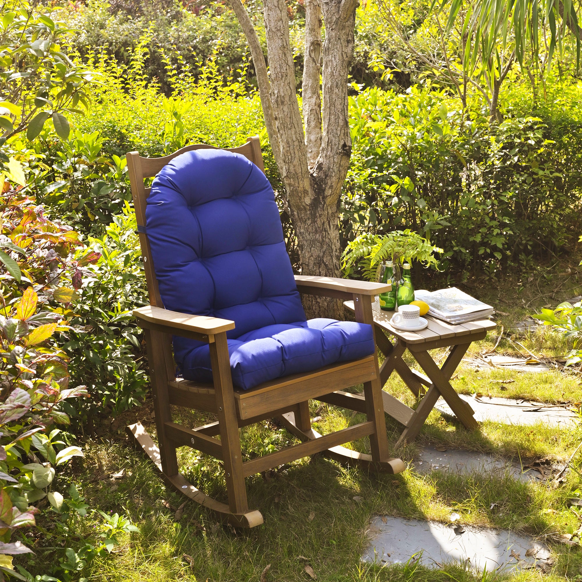 Outdoor High Back Chair Cushion, Thick Tufted Seat Pad with UV & Water-Resistant Fabric, 48" x 21" x 4"
