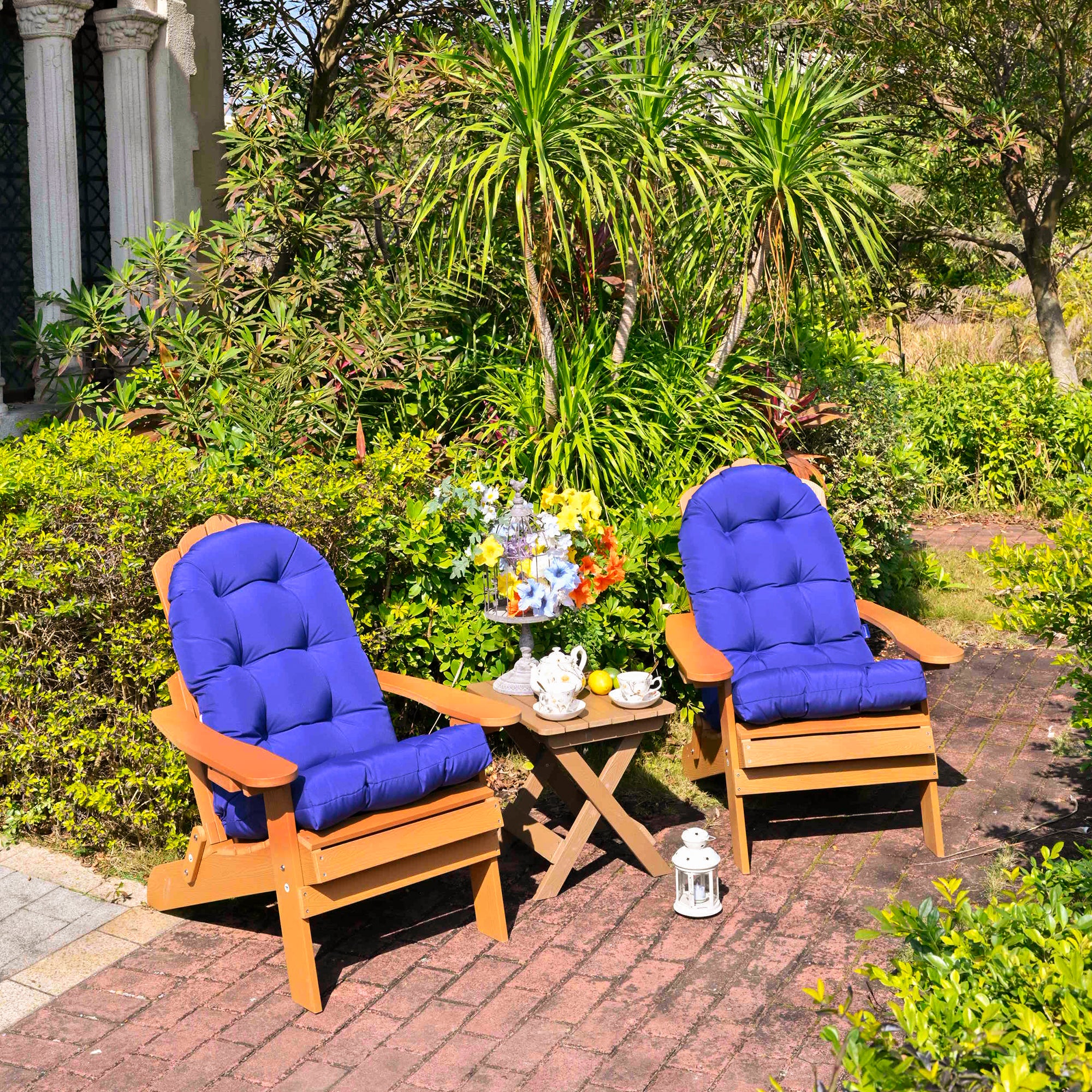 Outdoor High Back Chair Cushion, Thick Tufted Seat Pad with UV & Water-Resistant Fabric, 48" x 21" x 4"