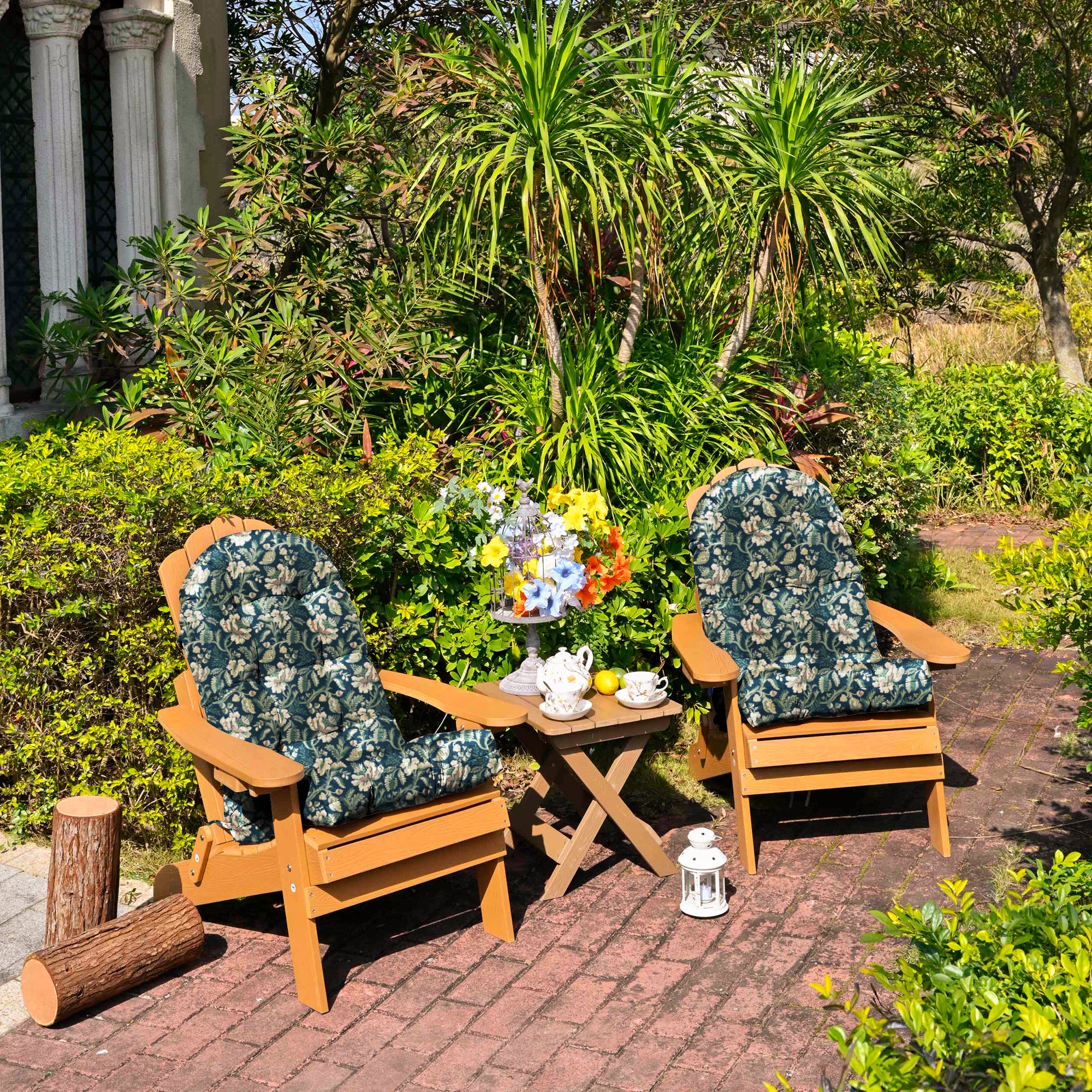 Outdoor High Back Chair Cushion, Thick Tufted Seat Pad with UV & Water-Resistant Fabric, 48" x 21" x 4"