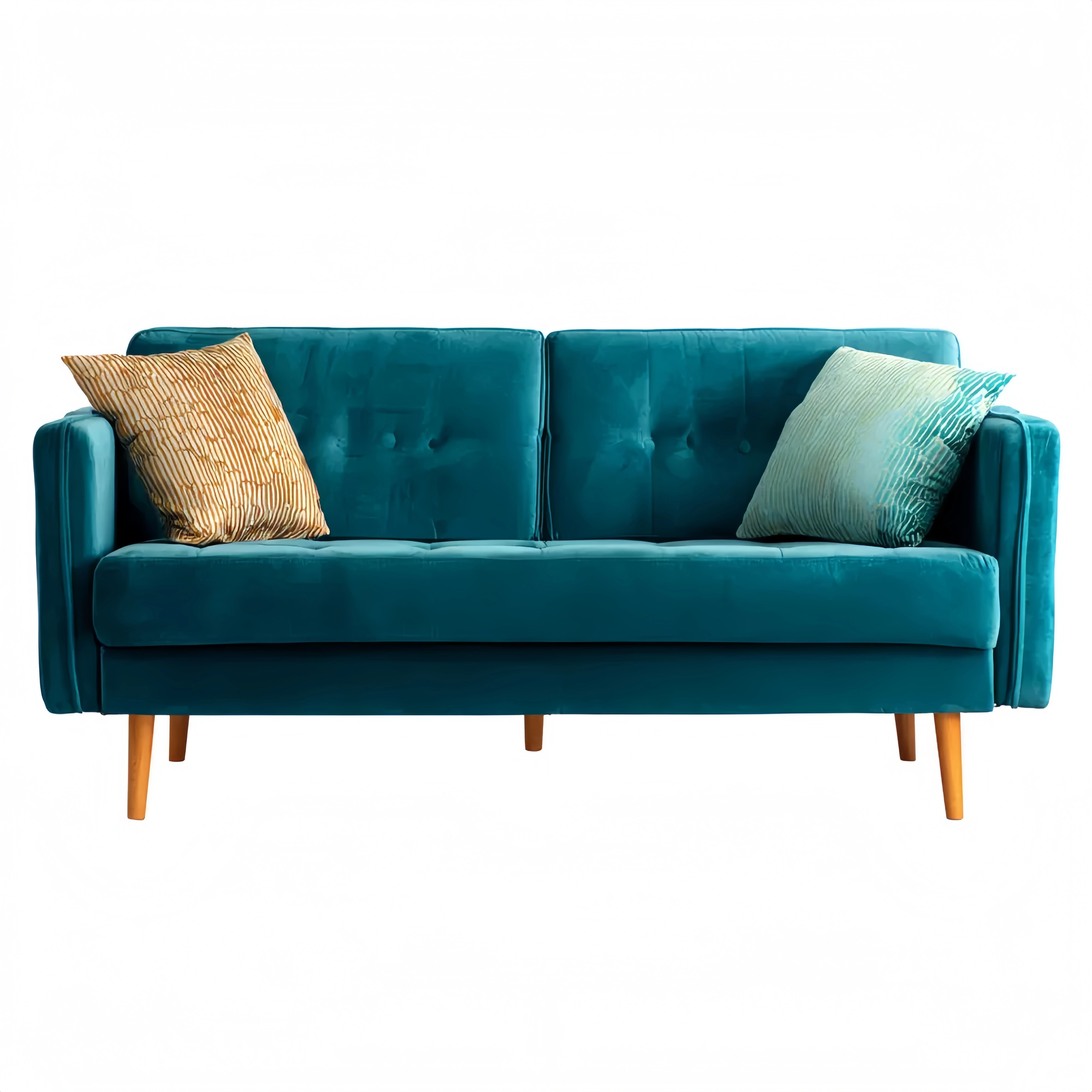 Divano due posti in velluto 160x85x75 cm - Verde Petrolio - Design moderno