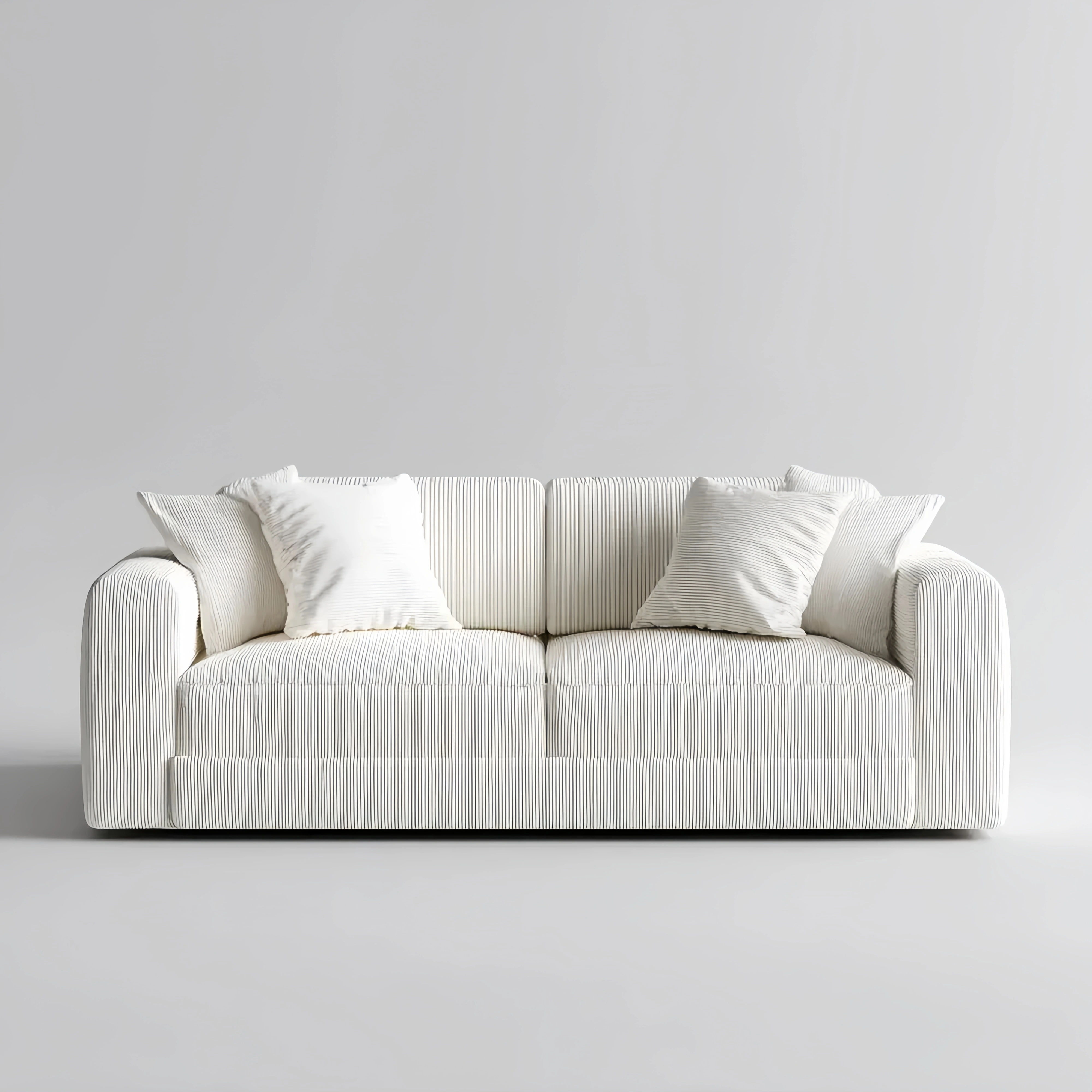 Divano due posti in tessuto a coste 190x90x85 cm – Bianco – Design moderno