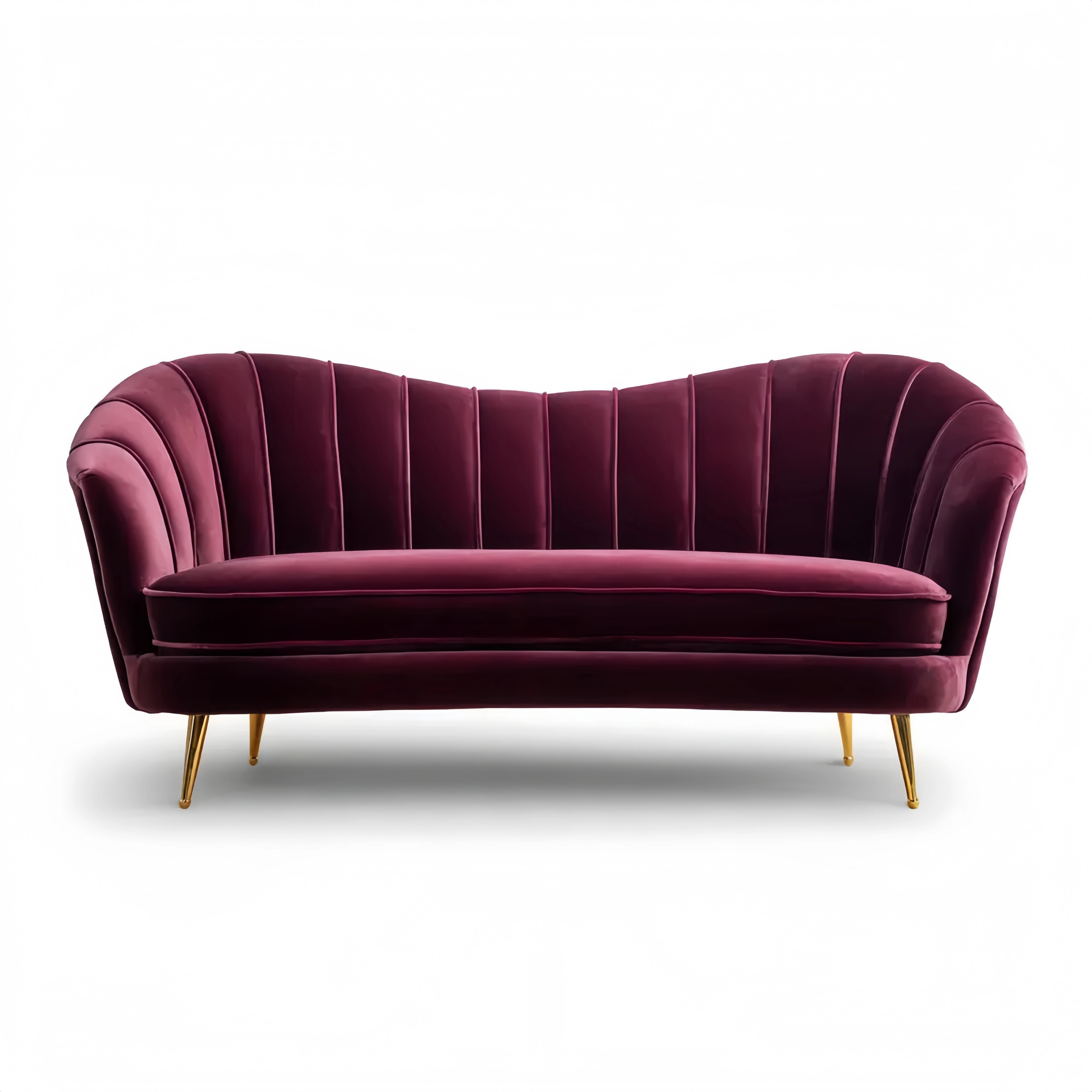 Divano due posti in velluto 150x80x75 cm - Bordeaux - Design moderno