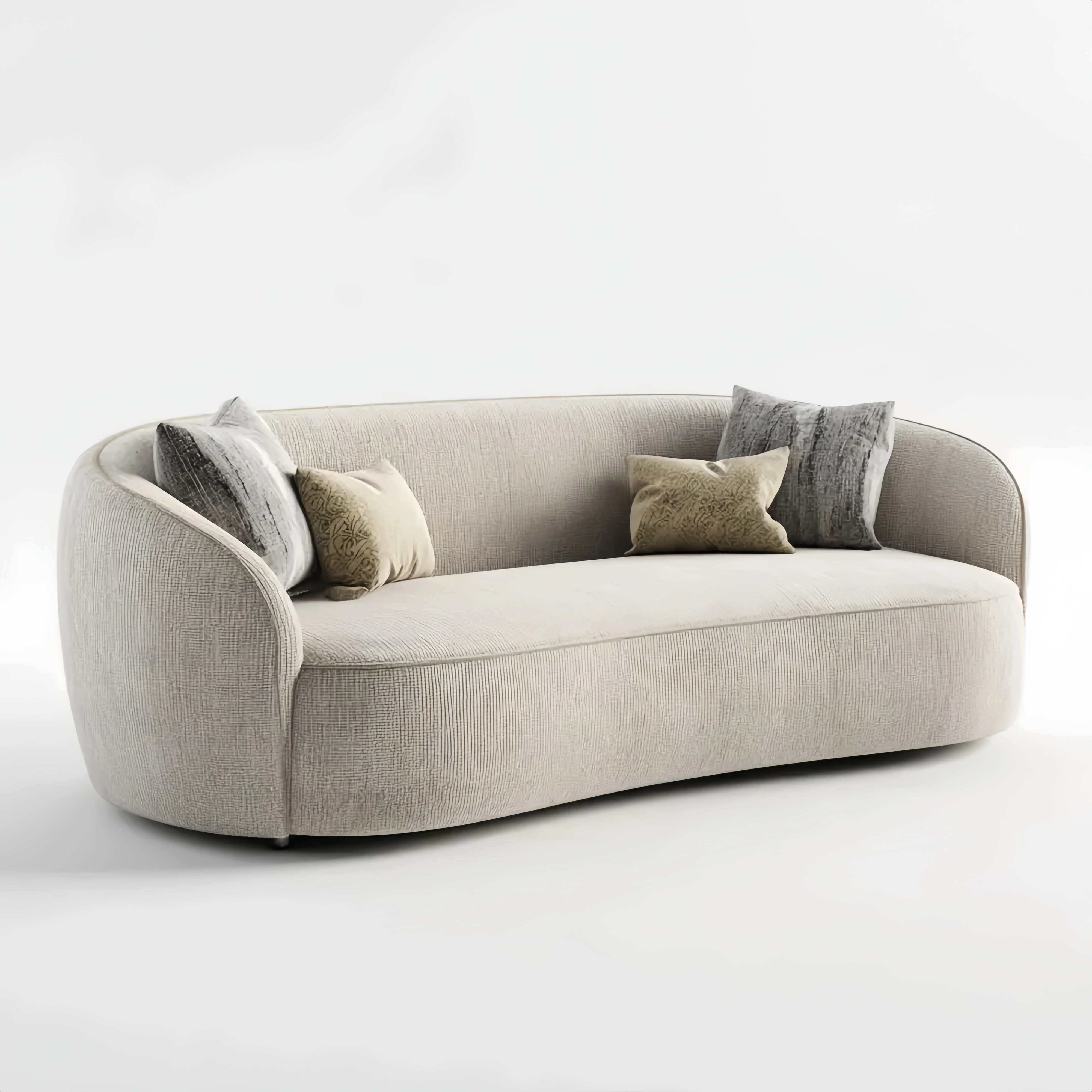 Divano due posti curvo in tessuto 180x90x85 cm - Beige