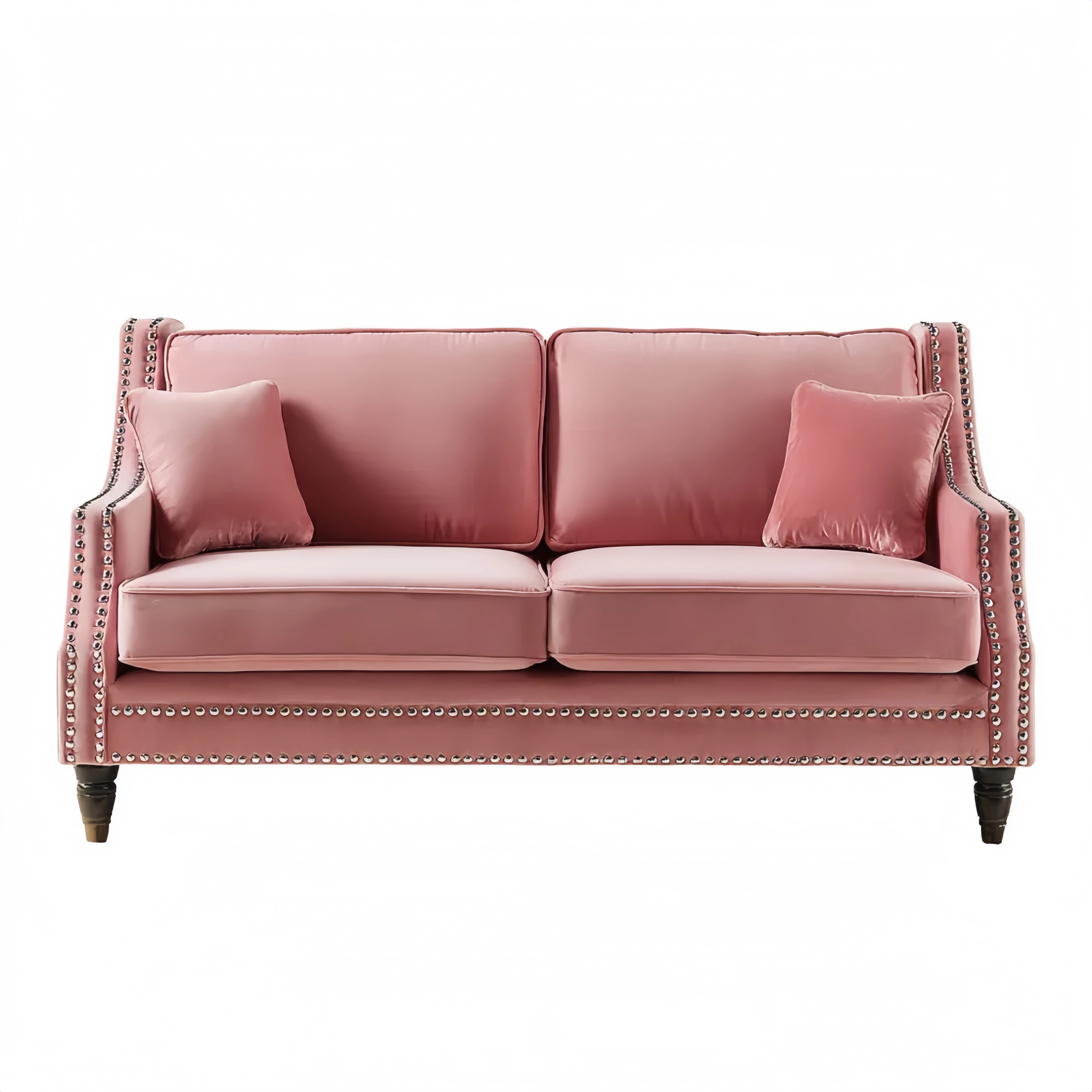 Divano due posti 152x90x80 cm - Velluto Rosa - Design classico