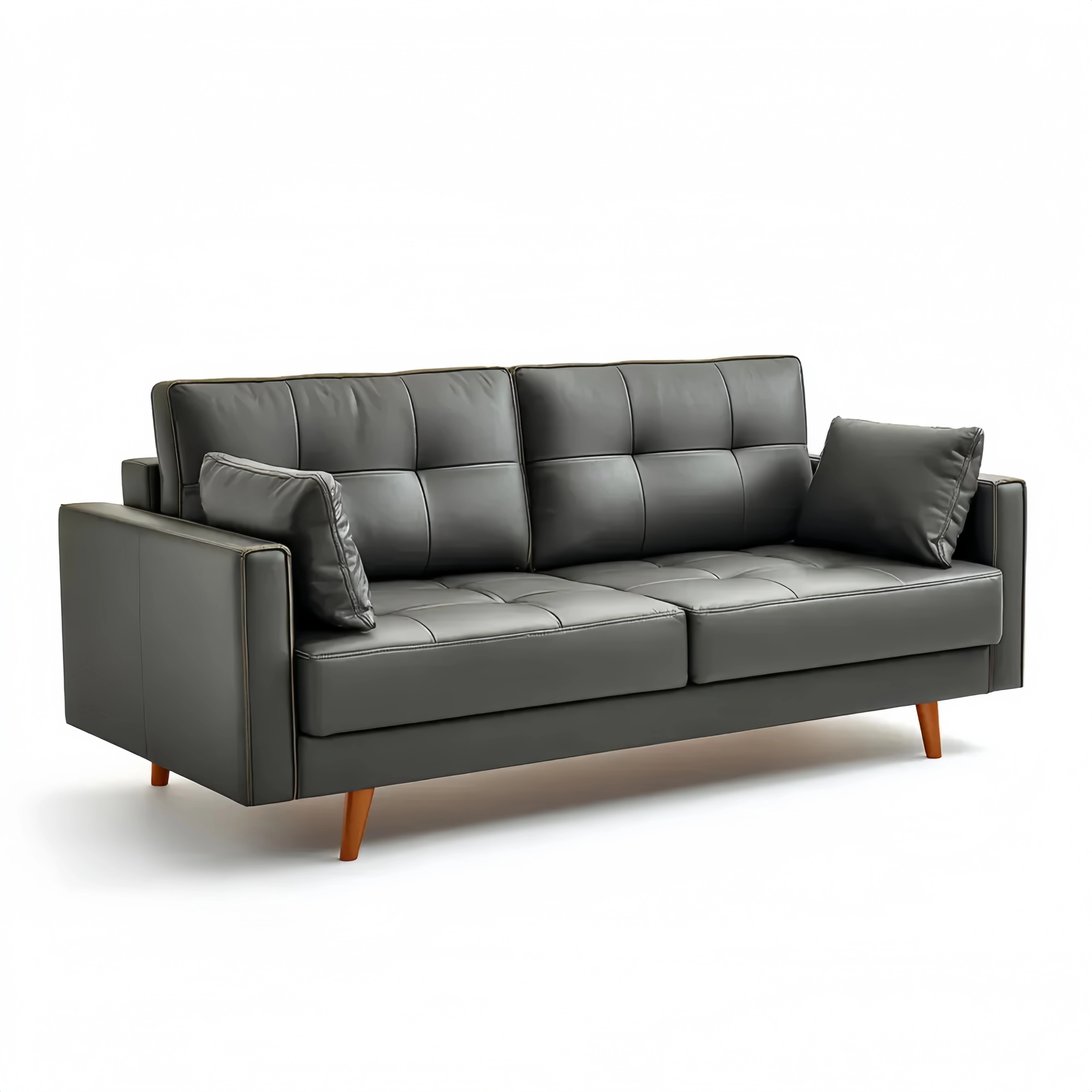 Divano due posti in pelle sintetica 200x90x85 cm - Grigio scuro