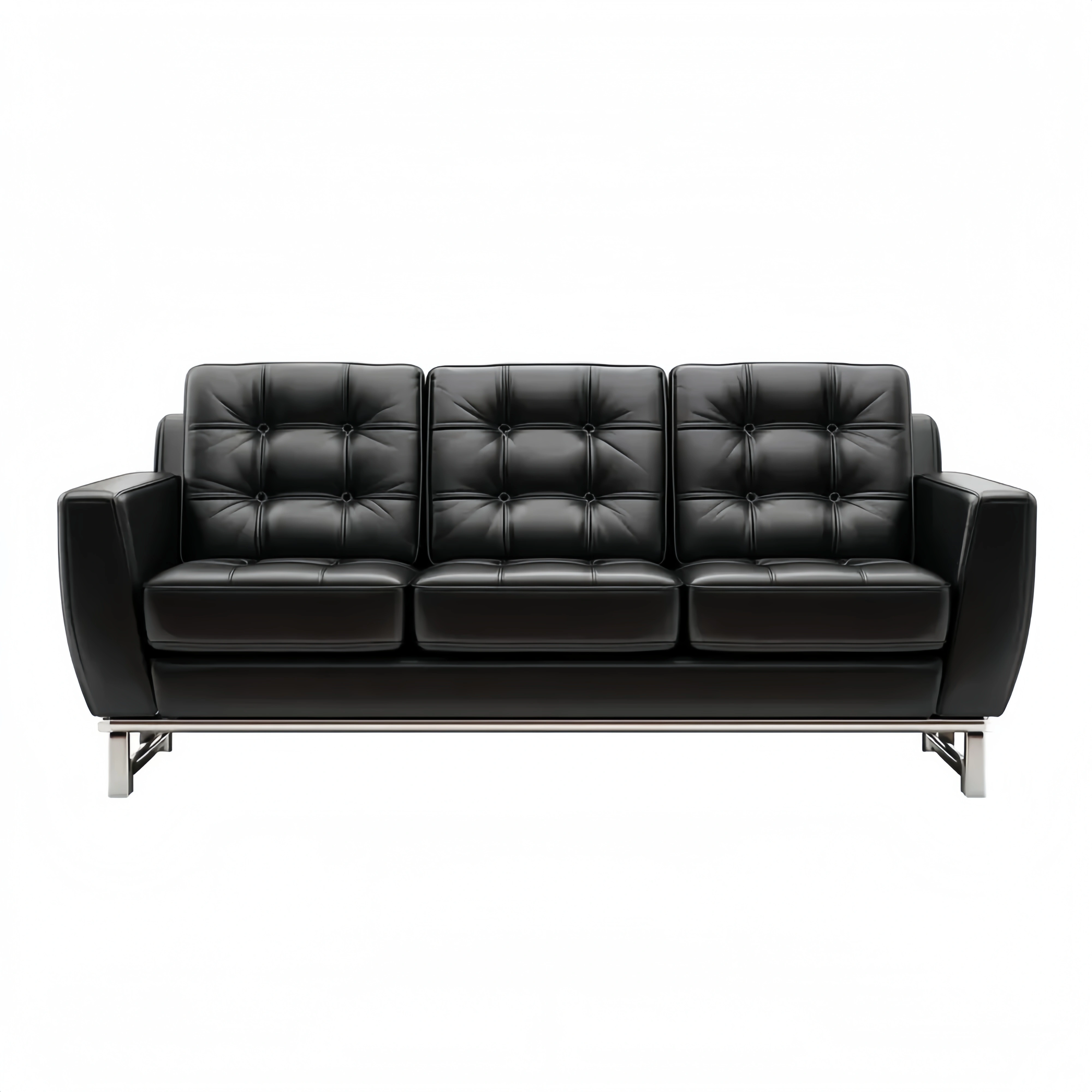 Divano a tre posti in pelle Nero - Design moderno 200x85x90 cm