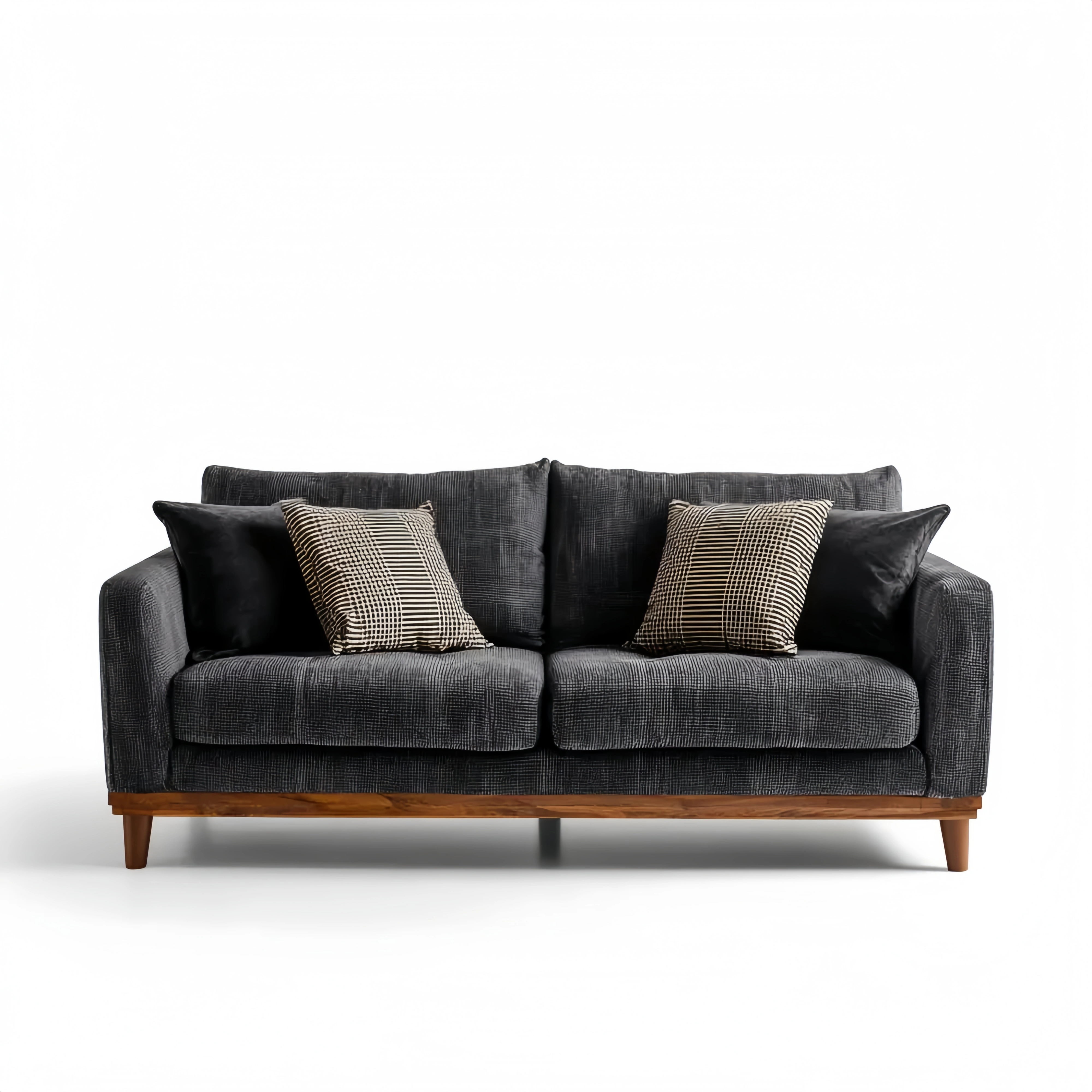 Divano due posti - Tessuto morbido - 150x85x90 cm - Grigio scuro - Design contemporaneo