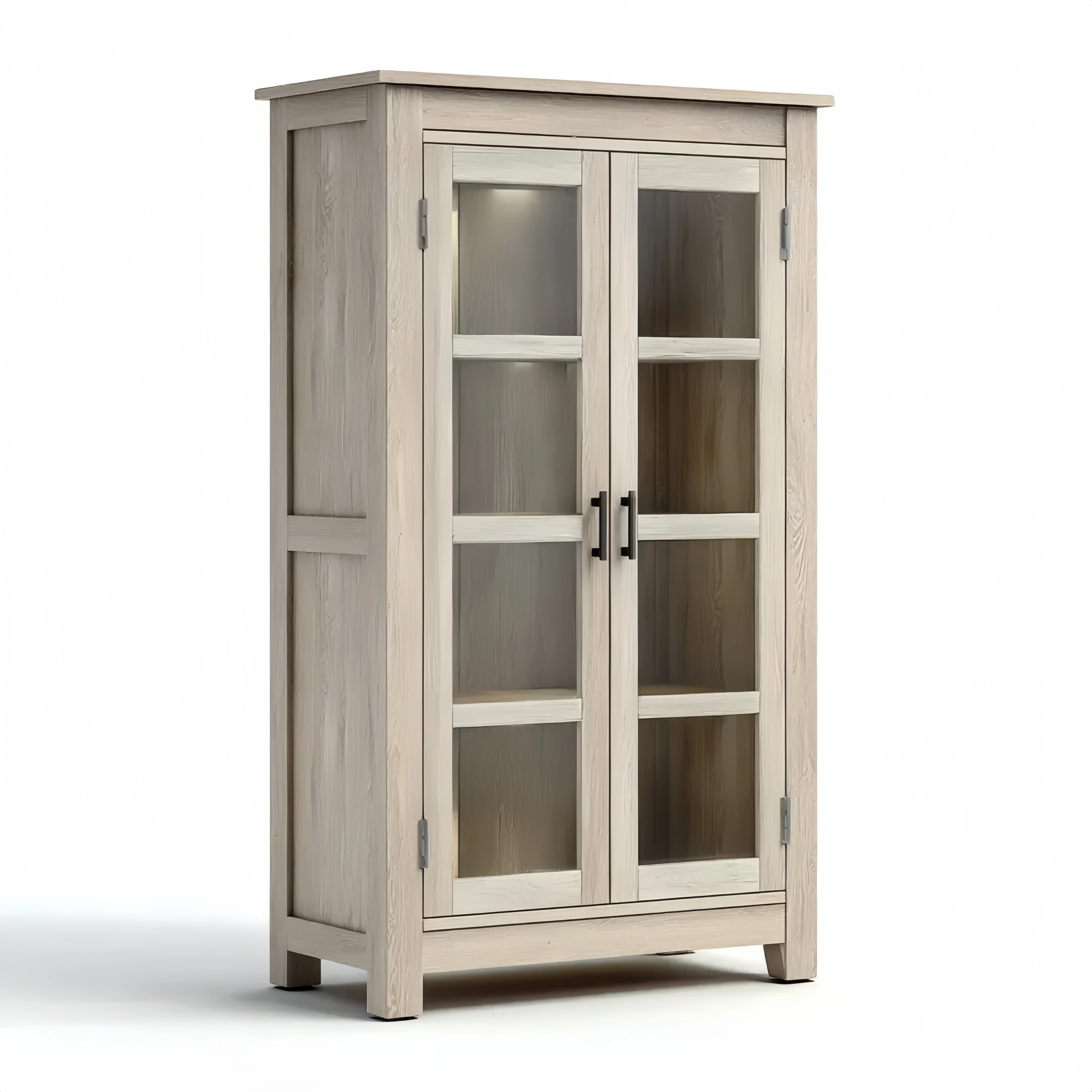 Armadio Vetrina in Legno 120x45x200 cm - Colore Rovere - Design Classico